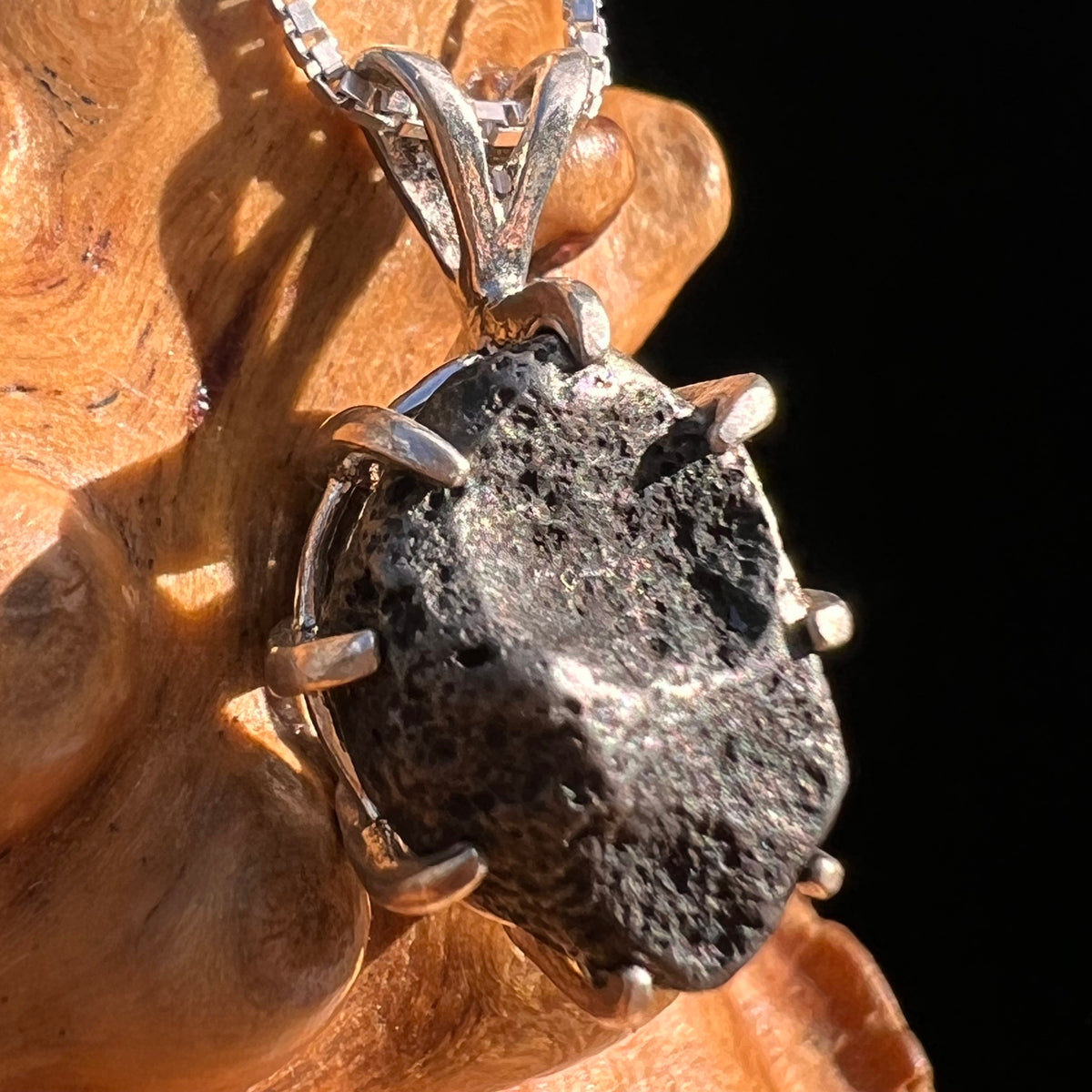 Agoudal Meteorite Pendant Sterling Silver #7422-Moldavite Life