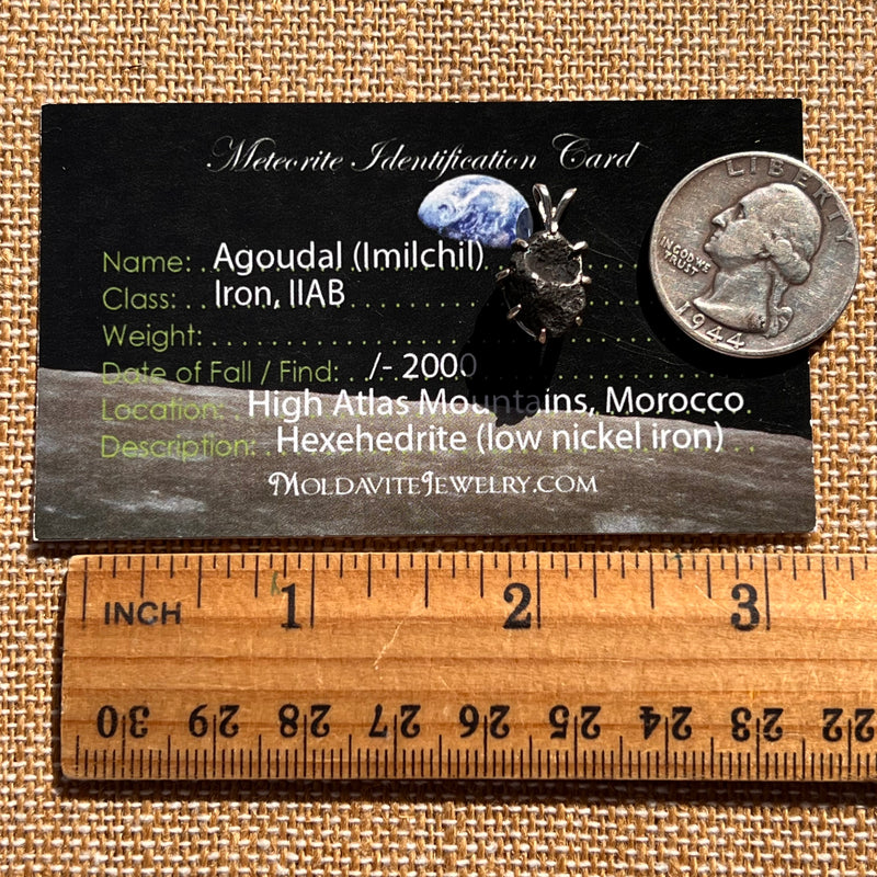 Agoudal Meteorite Pendant Sterling Silver #7422-Moldavite Life