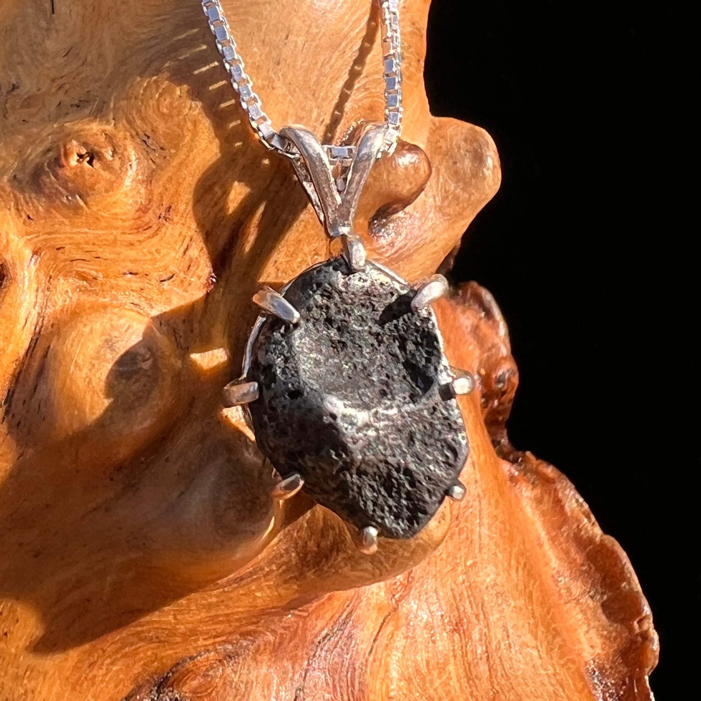 Agoudal Meteorite Pendant Sterling Silver #7422-Moldavite Life