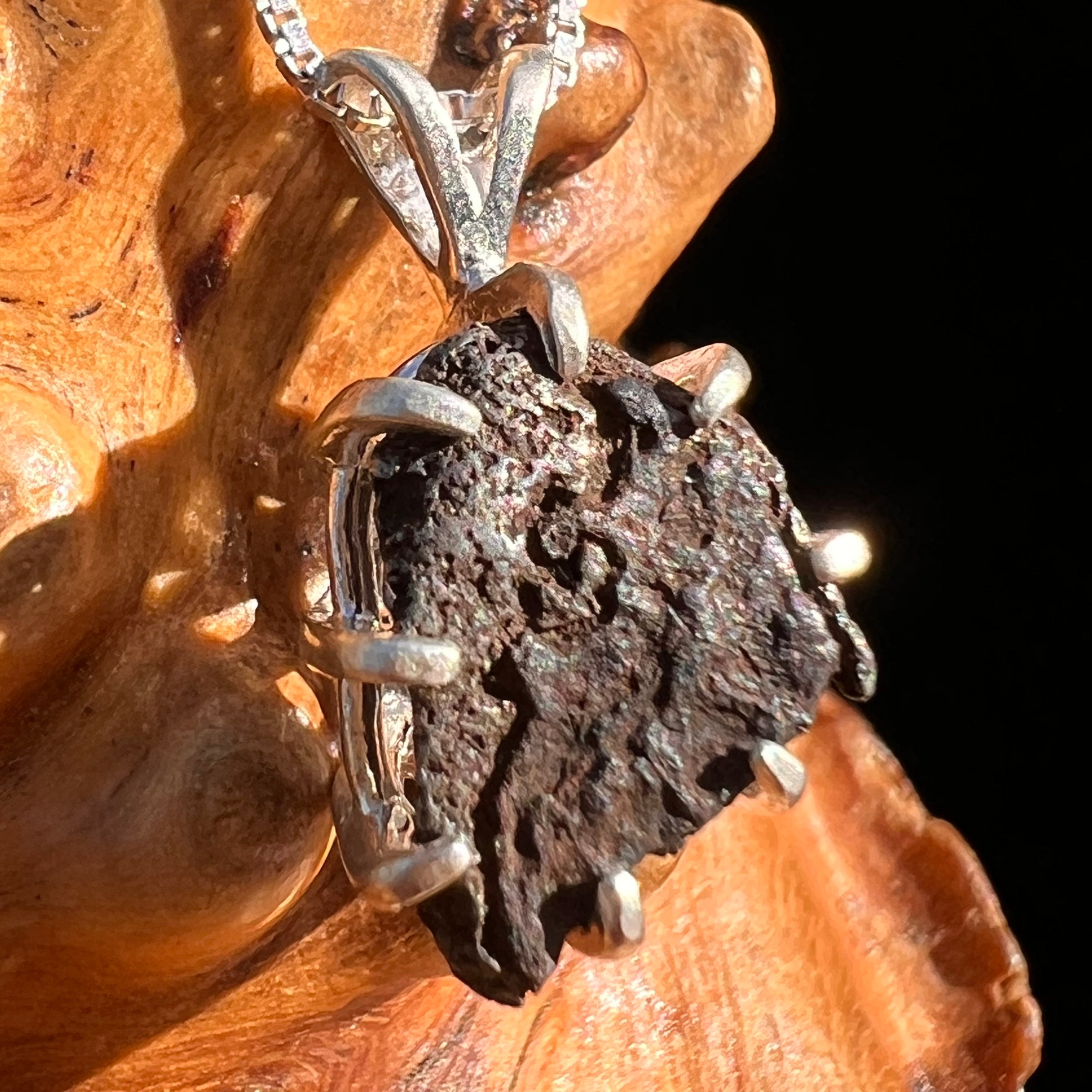 Agoudal Meteorite Pendant Sterling Silver #7423-Moldavite Life