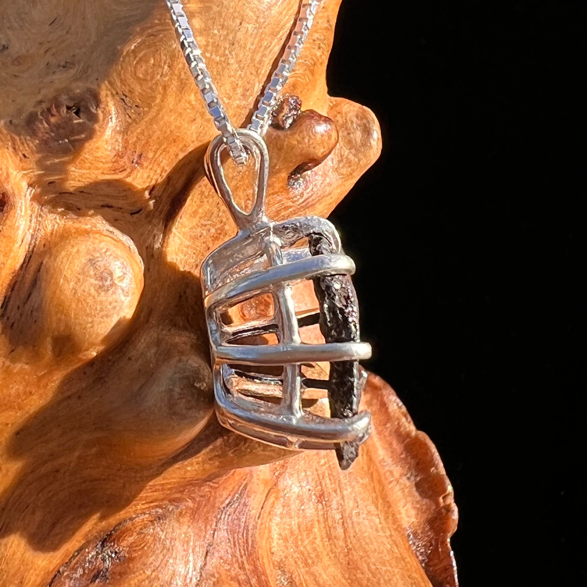 Agoudal Meteorite Pendant Sterling Silver #7423-Moldavite Life