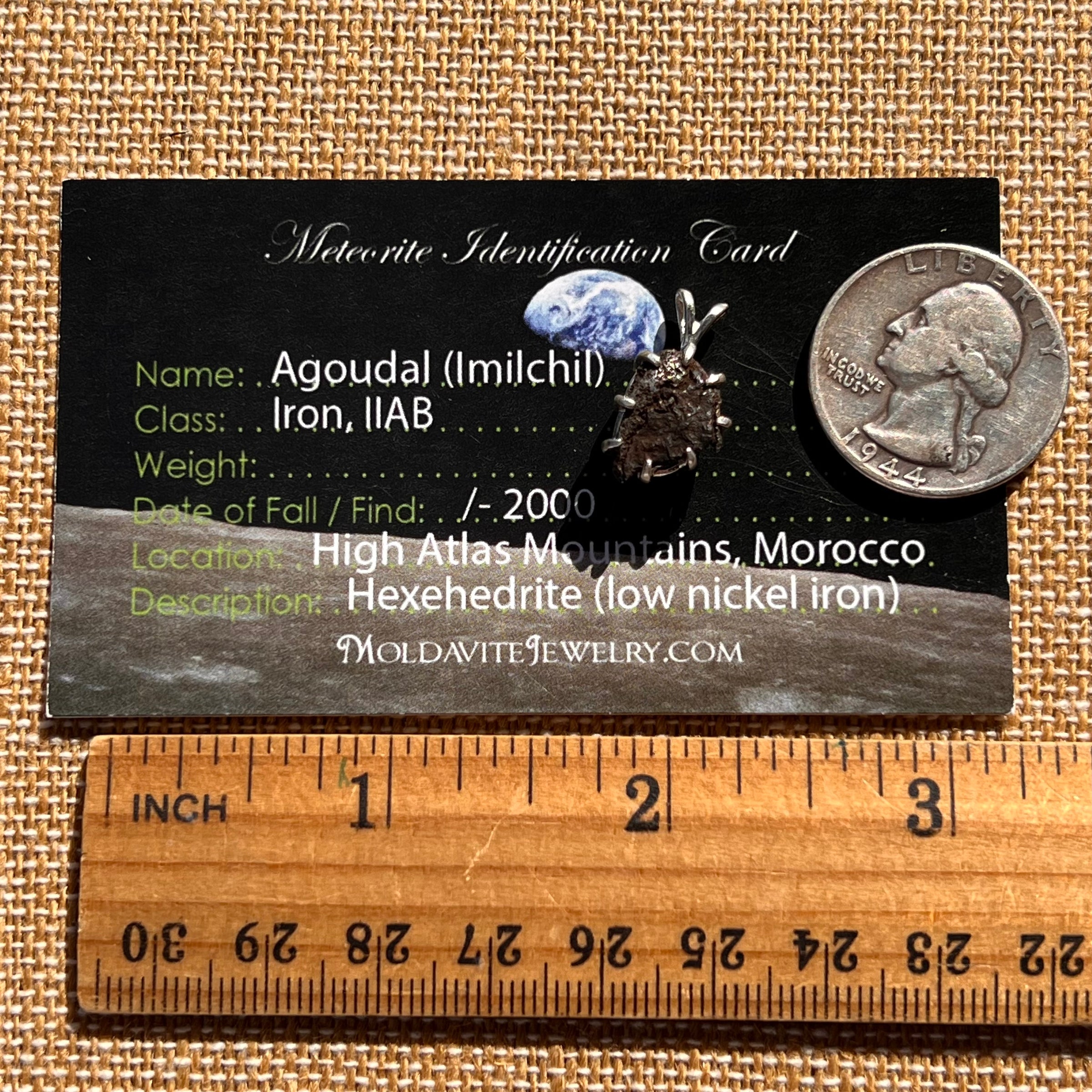 Agoudal Meteorite Pendant Sterling Silver #7423-Moldavite Life