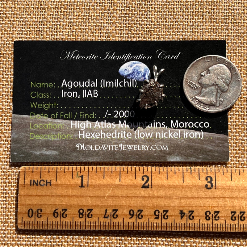 Agoudal Meteorite Pendant Sterling Silver #7423-Moldavite Life
