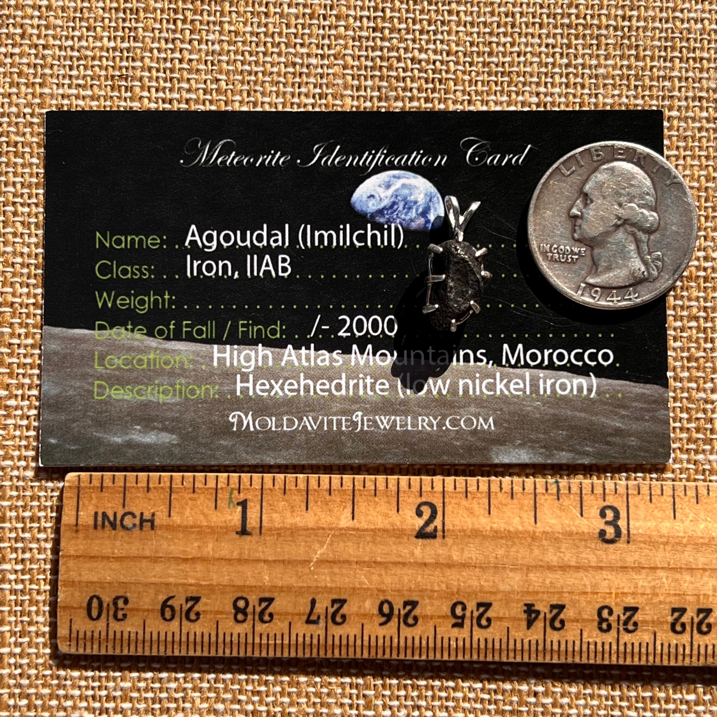 Agoudal Meteorite Pendant Sterling Silver #7424-Moldavite Life