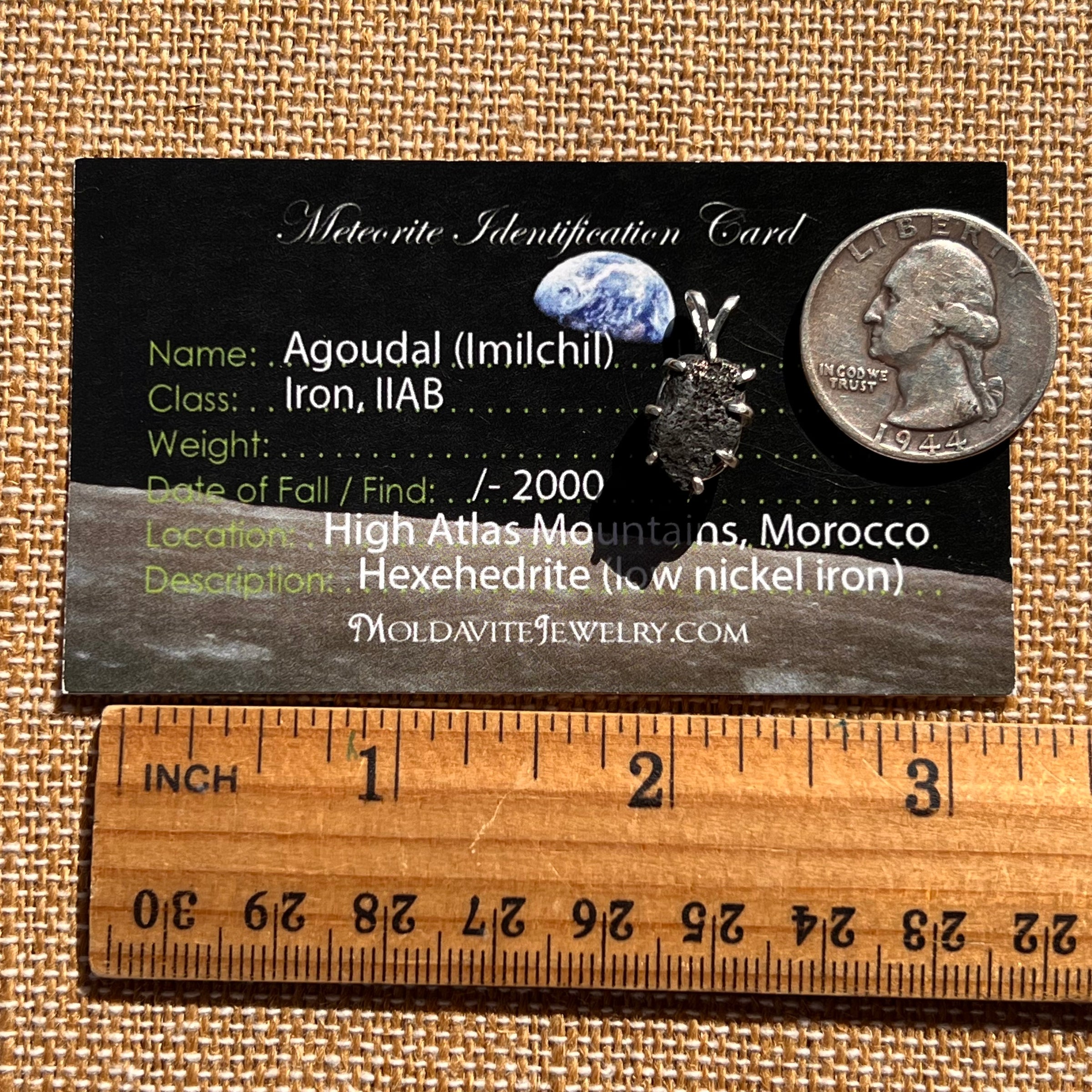 Agoudal Meteorite Pendant Sterling Silver #7425-Moldavite Life