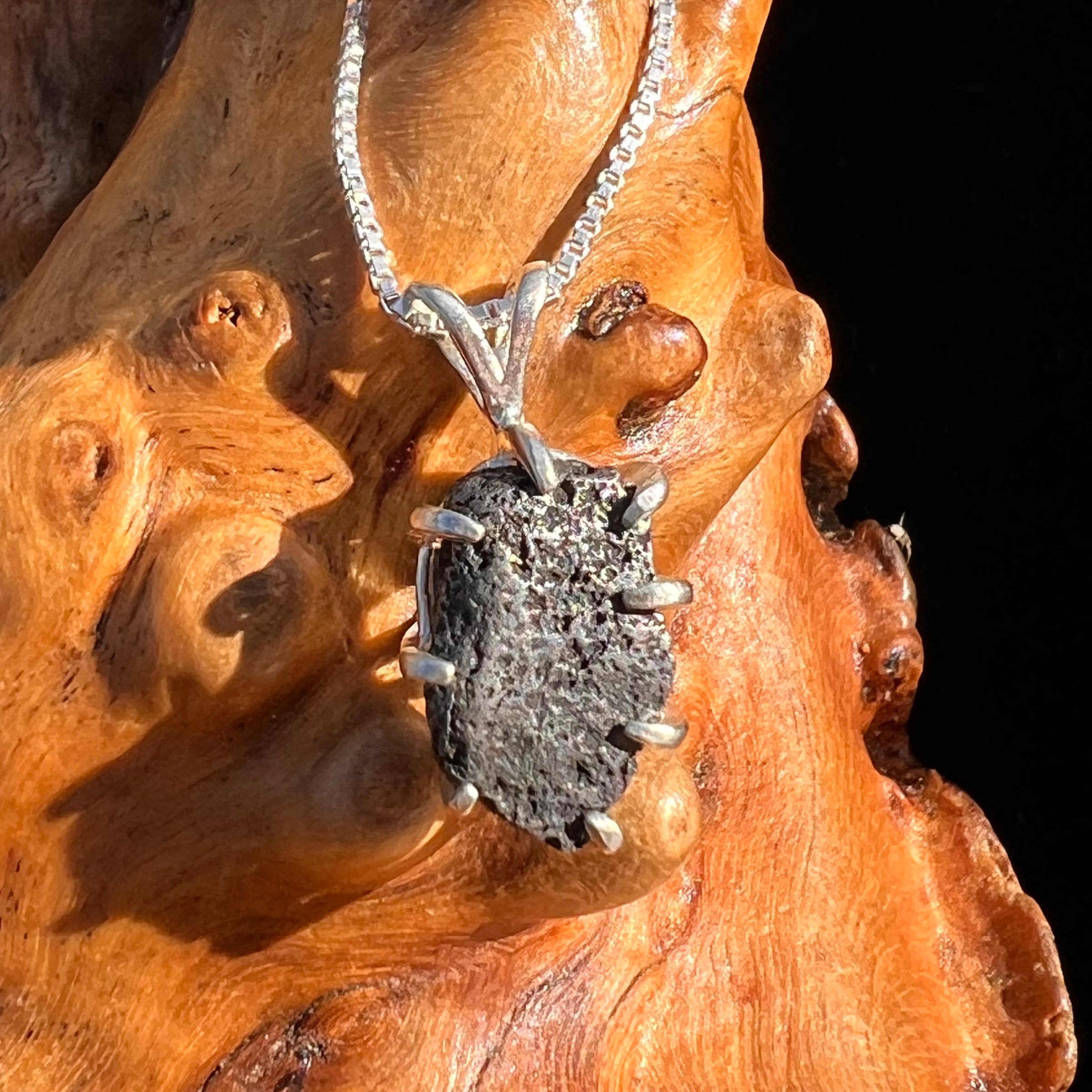 Agoudal Meteorite Pendant Sterling Silver #7425-Moldavite Life