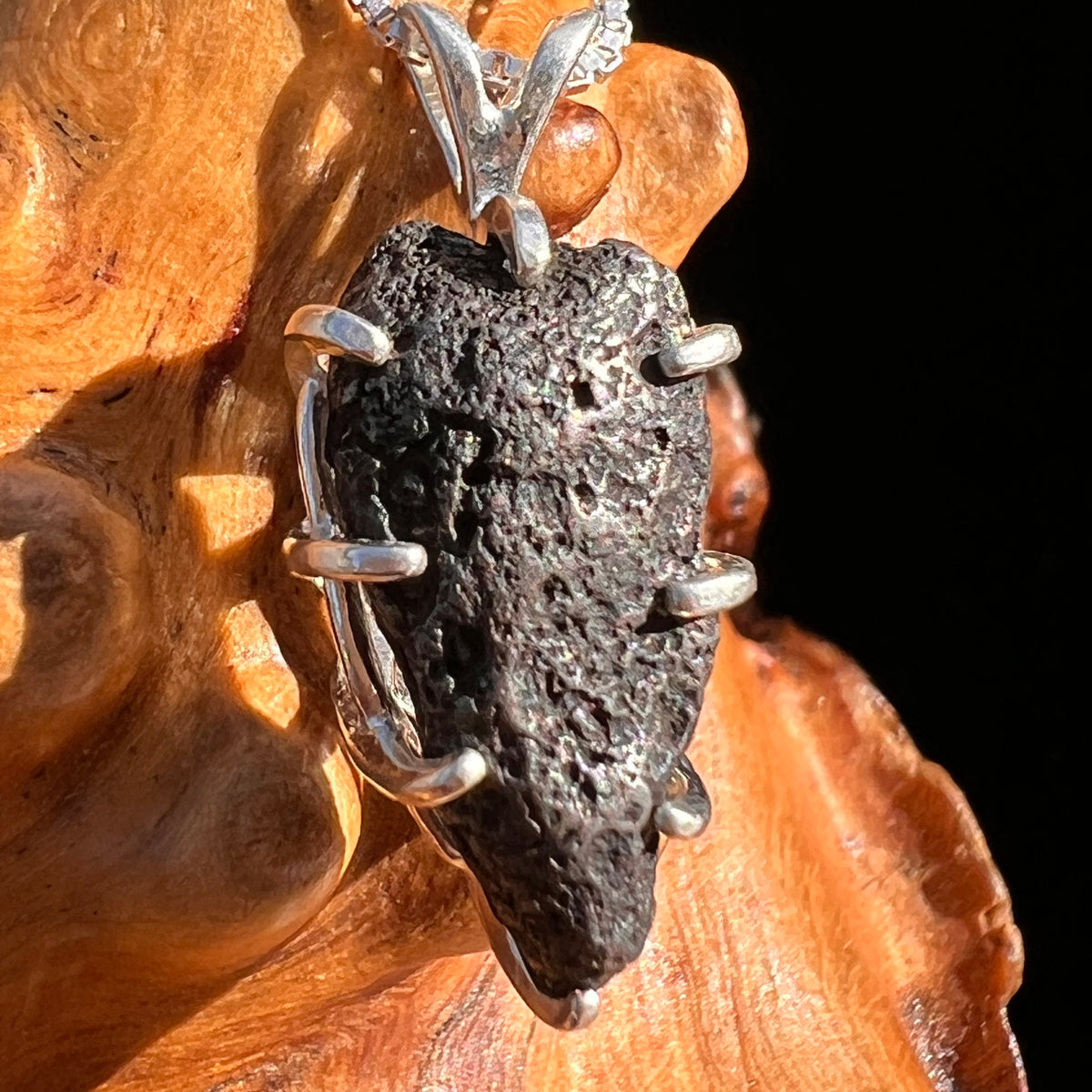 Agoudal Meteorite Pendant Sterling Silver #7426-Moldavite Life