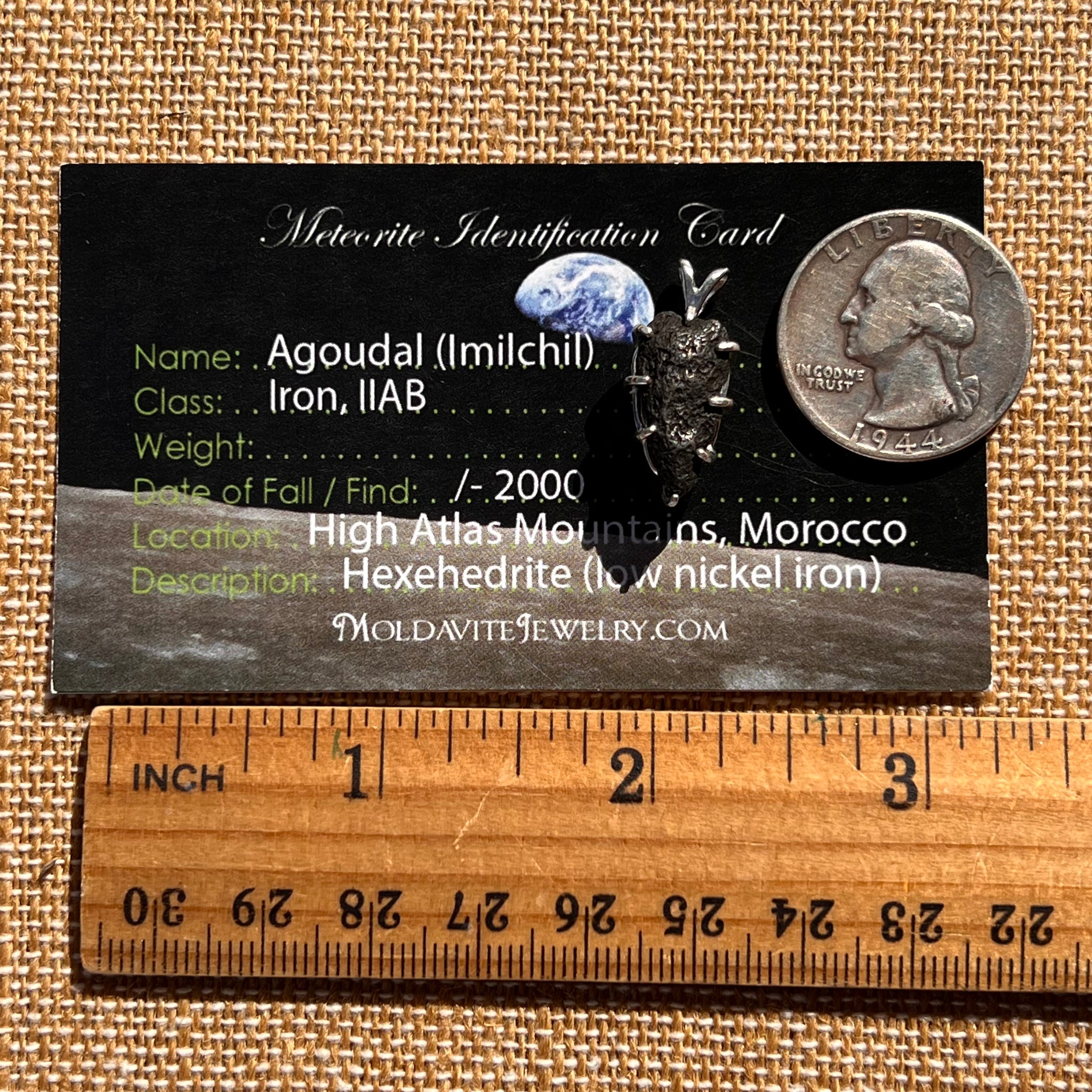 Agoudal Meteorite Pendant Sterling Silver #7426-Moldavite Life