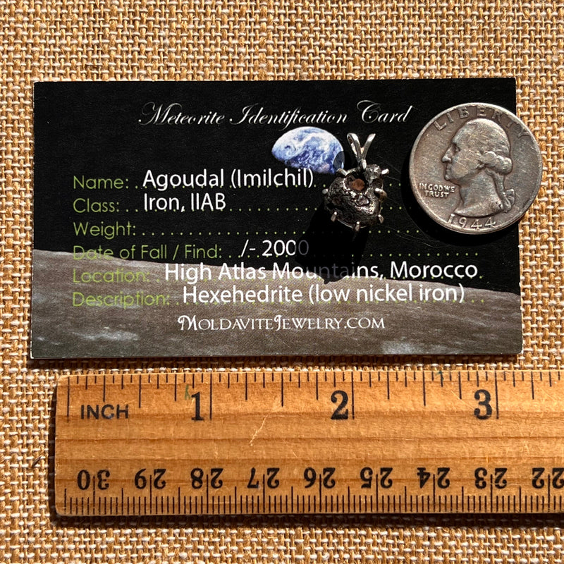 Agoudal Meteorite Pendant Sterling Silver #7427-Moldavite Life