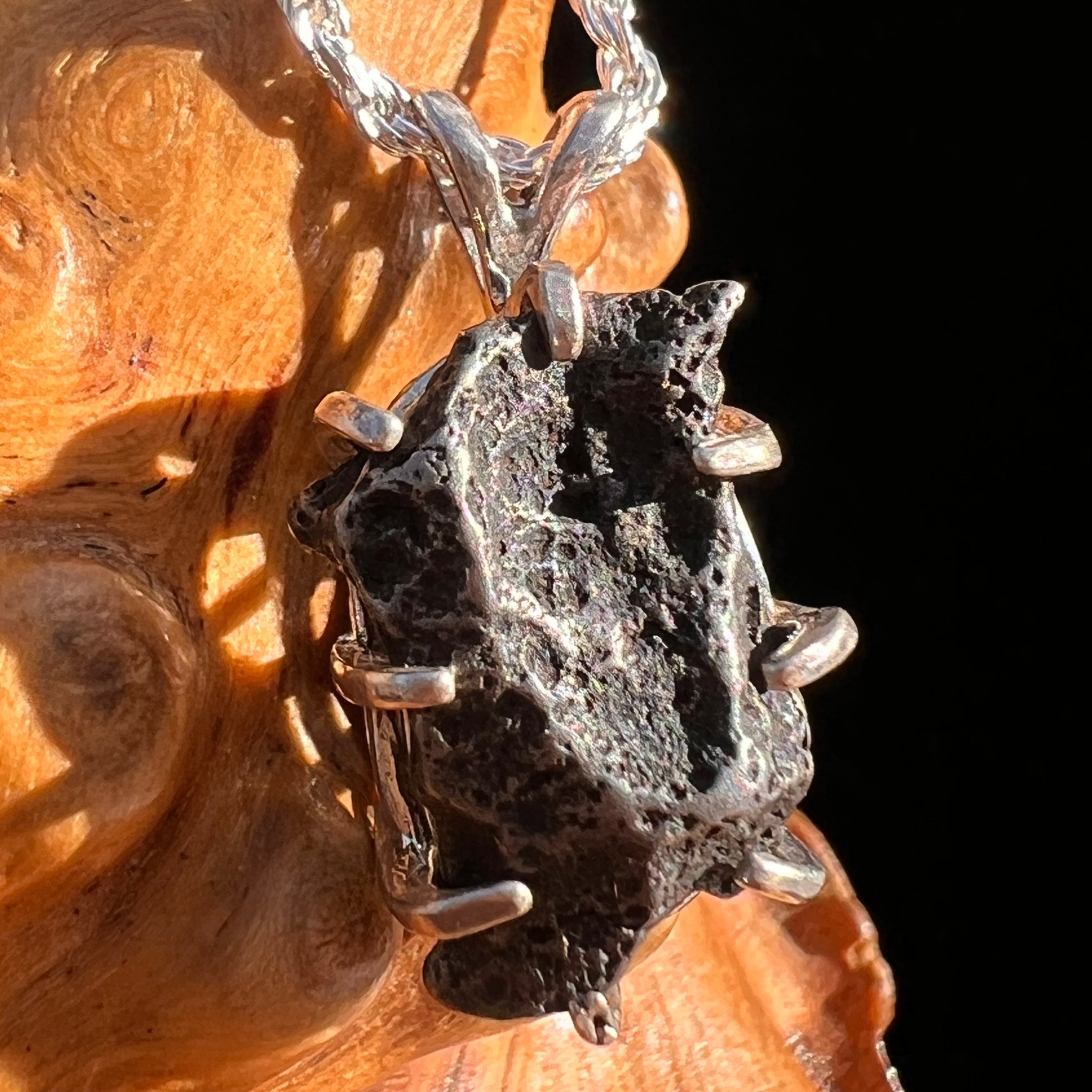 Agoudal Meteorite Pendant Sterling Silver #7428-Moldavite Life