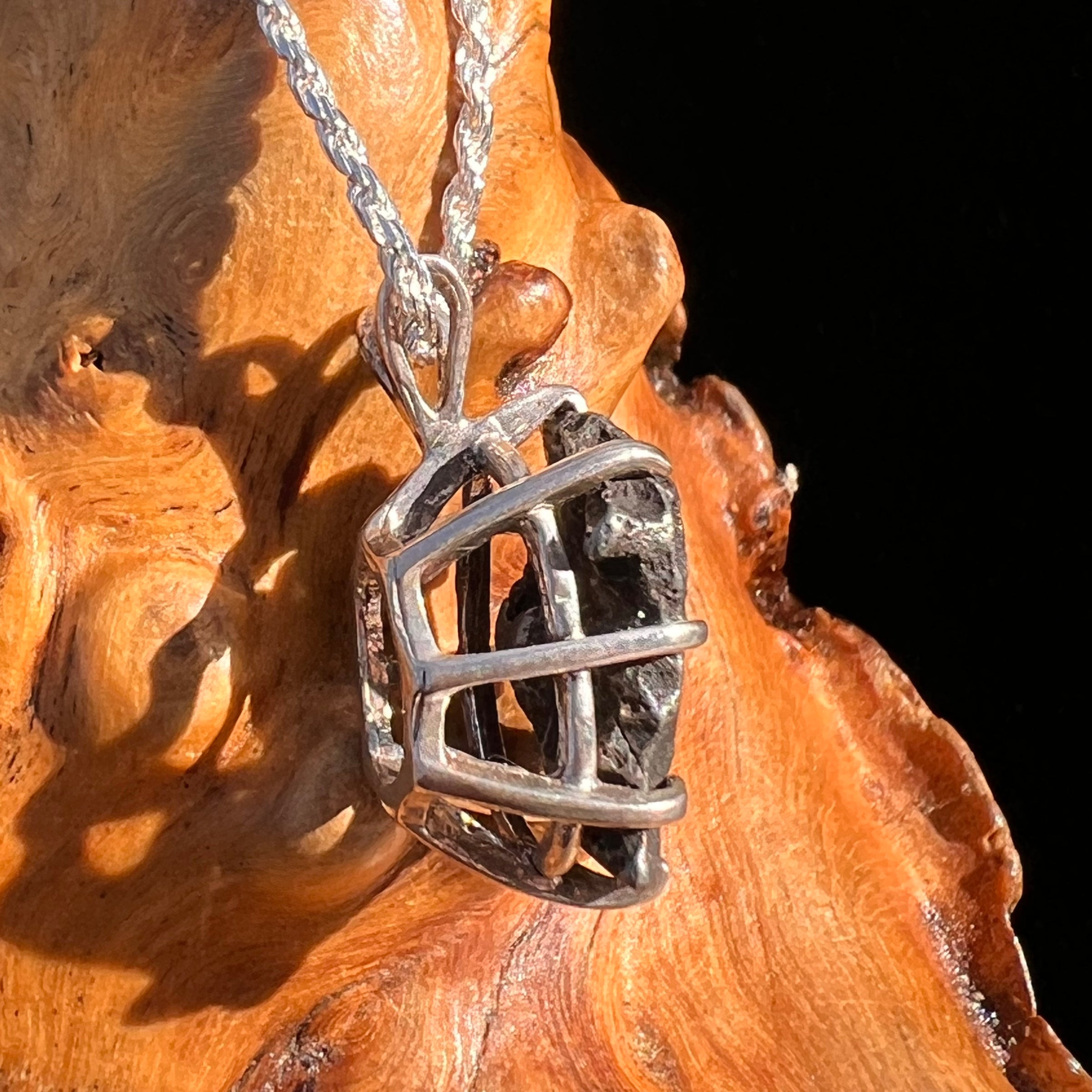 Agoudal Meteorite Pendant Sterling Silver #7428-Moldavite Life