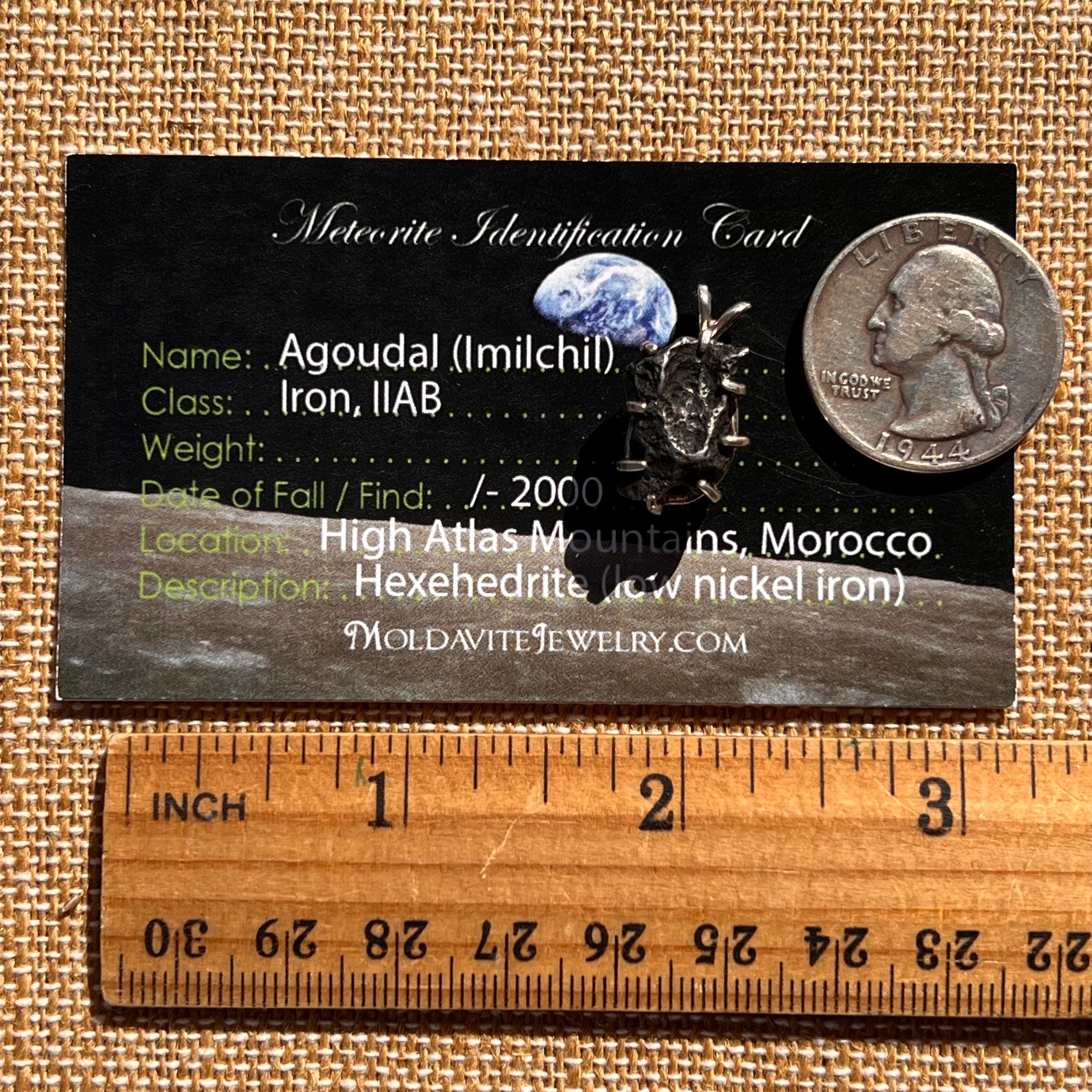 Agoudal Meteorite Pendant Sterling Silver #7428-Moldavite Life