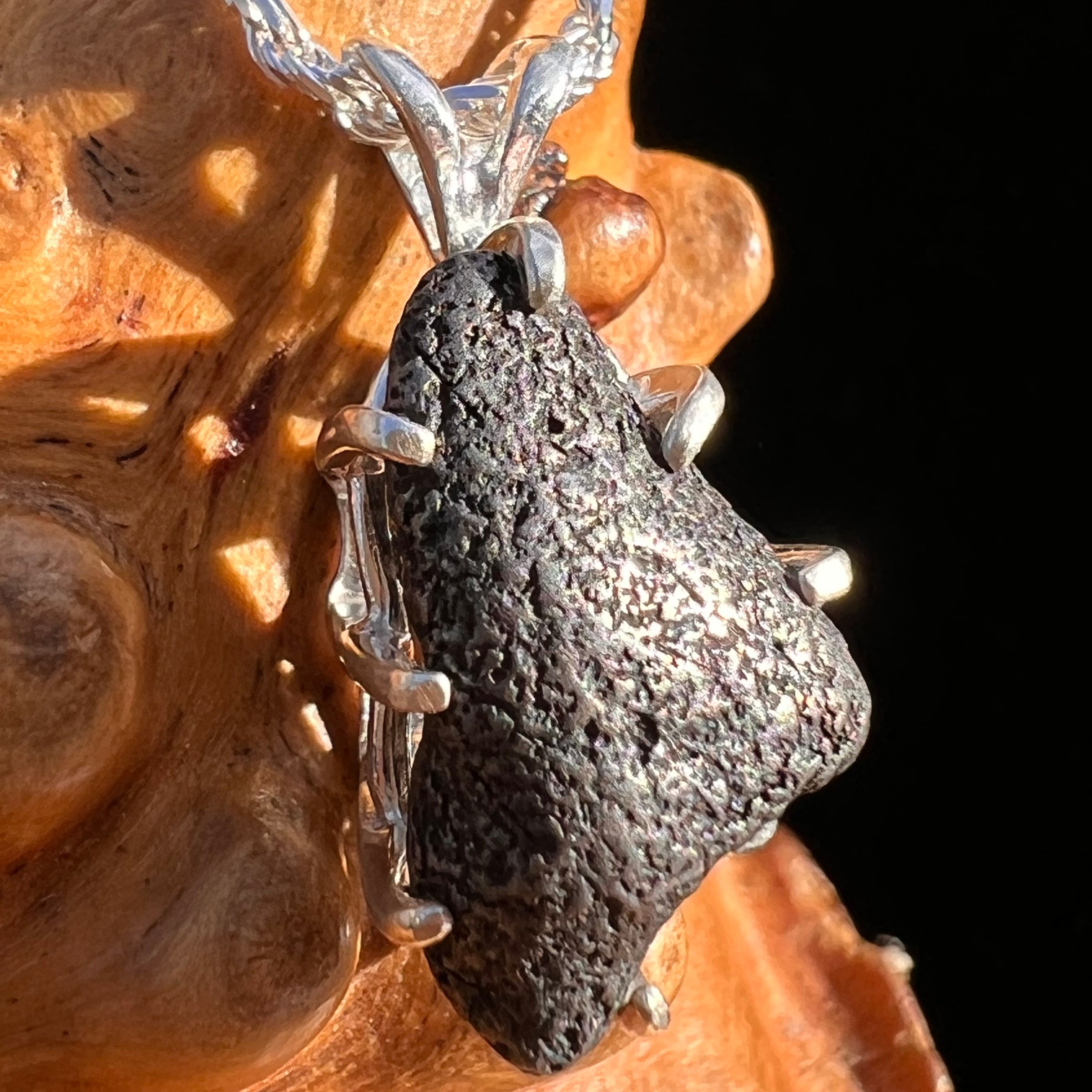 Agoudal Meteorite Pendant Sterling Silver #7429-Moldavite Life