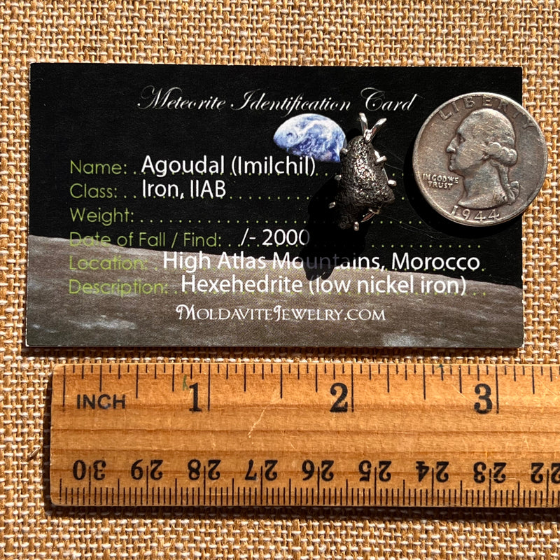 Agoudal Meteorite Pendant Sterling Silver #7429-Moldavite Life