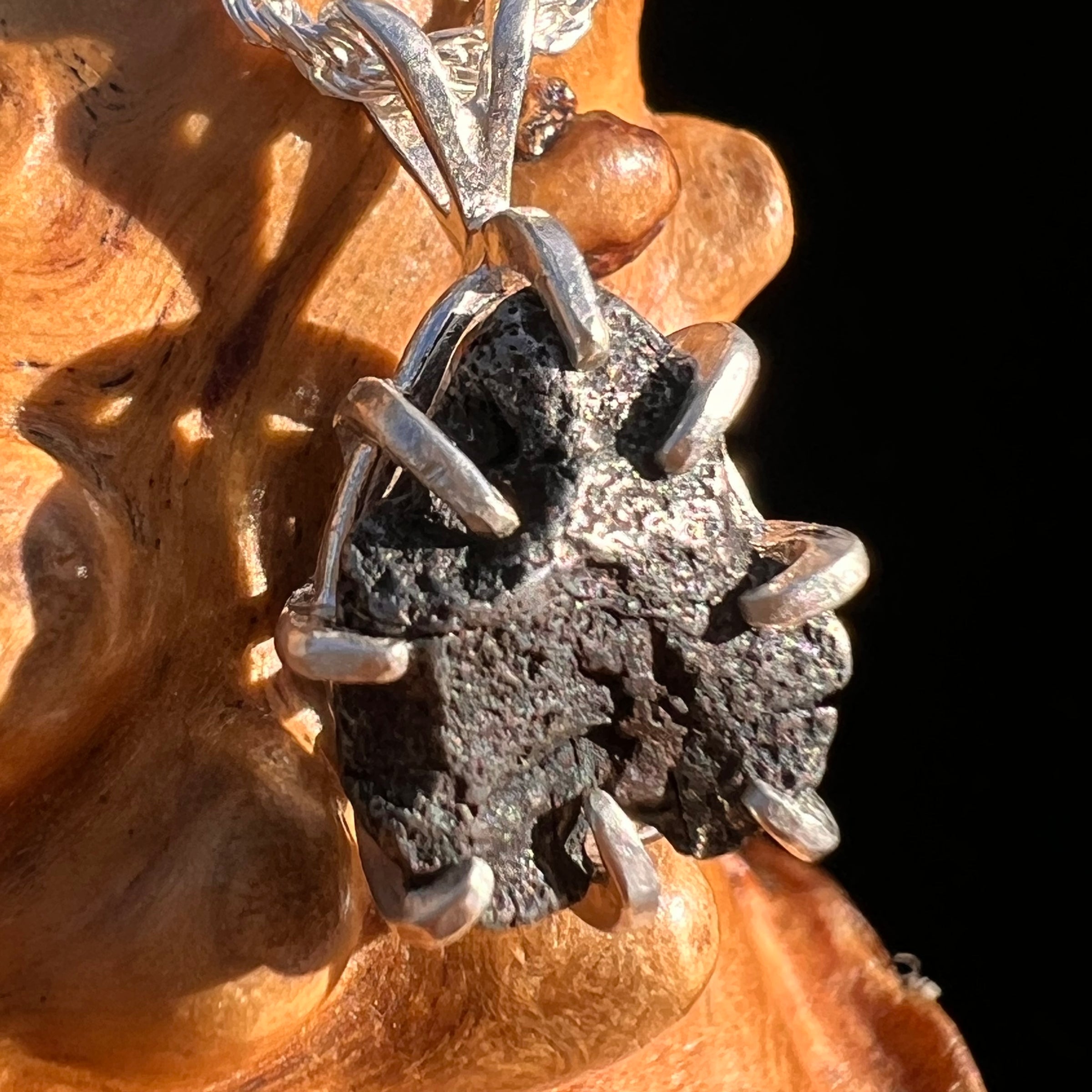 Agoudal Meteorite Pendant Sterling Silver #7430-Moldavite Life