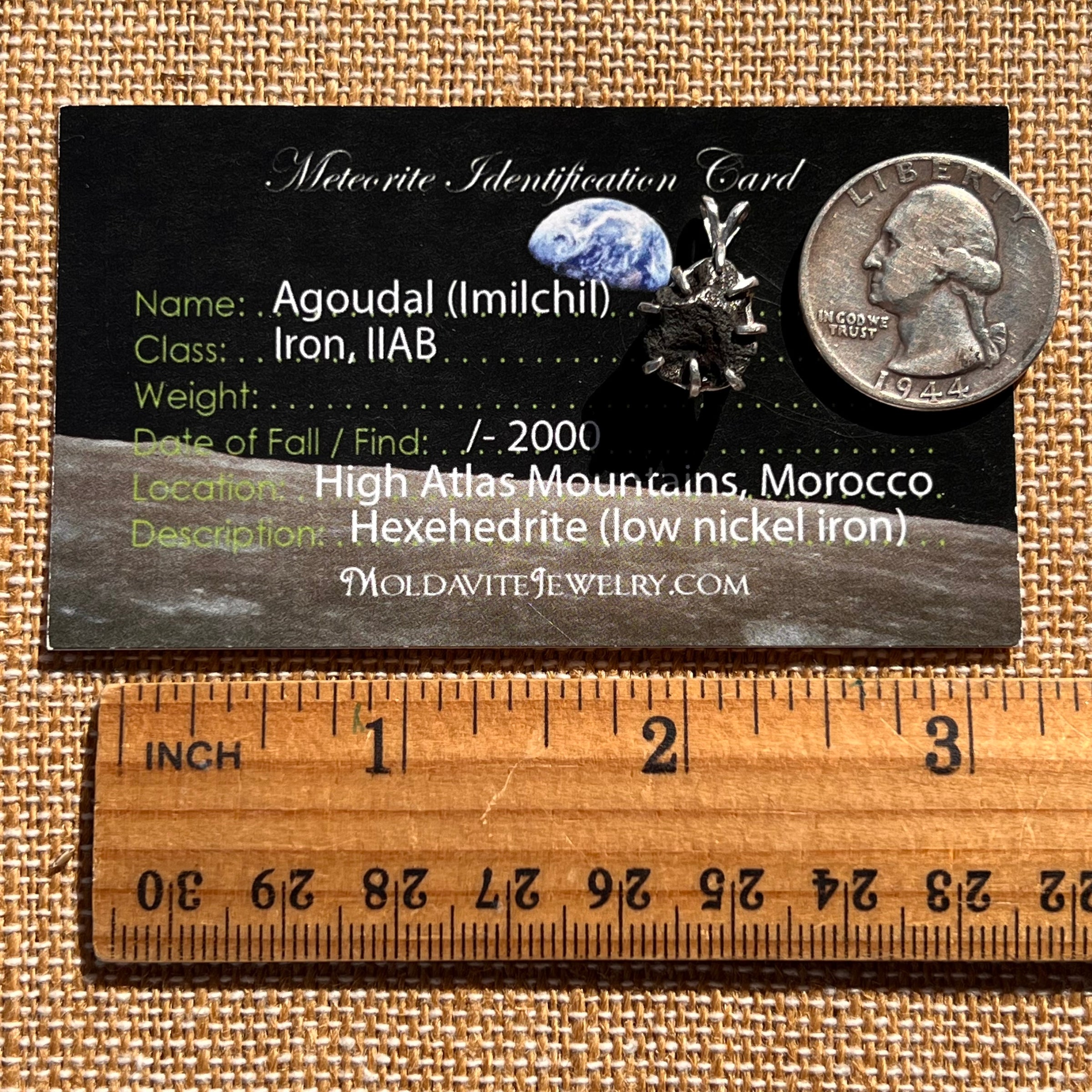 Agoudal Meteorite Pendant Sterling Silver #7430-Moldavite Life