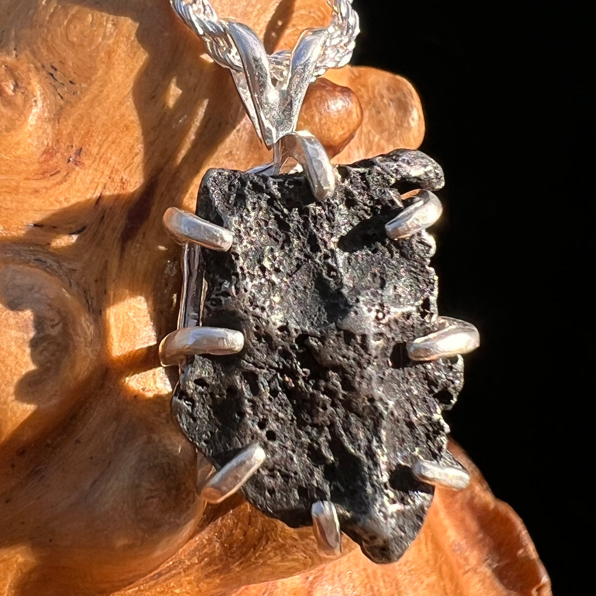 Agoudal Meteorite Pendant Sterling Silver #7431-Moldavite Life
