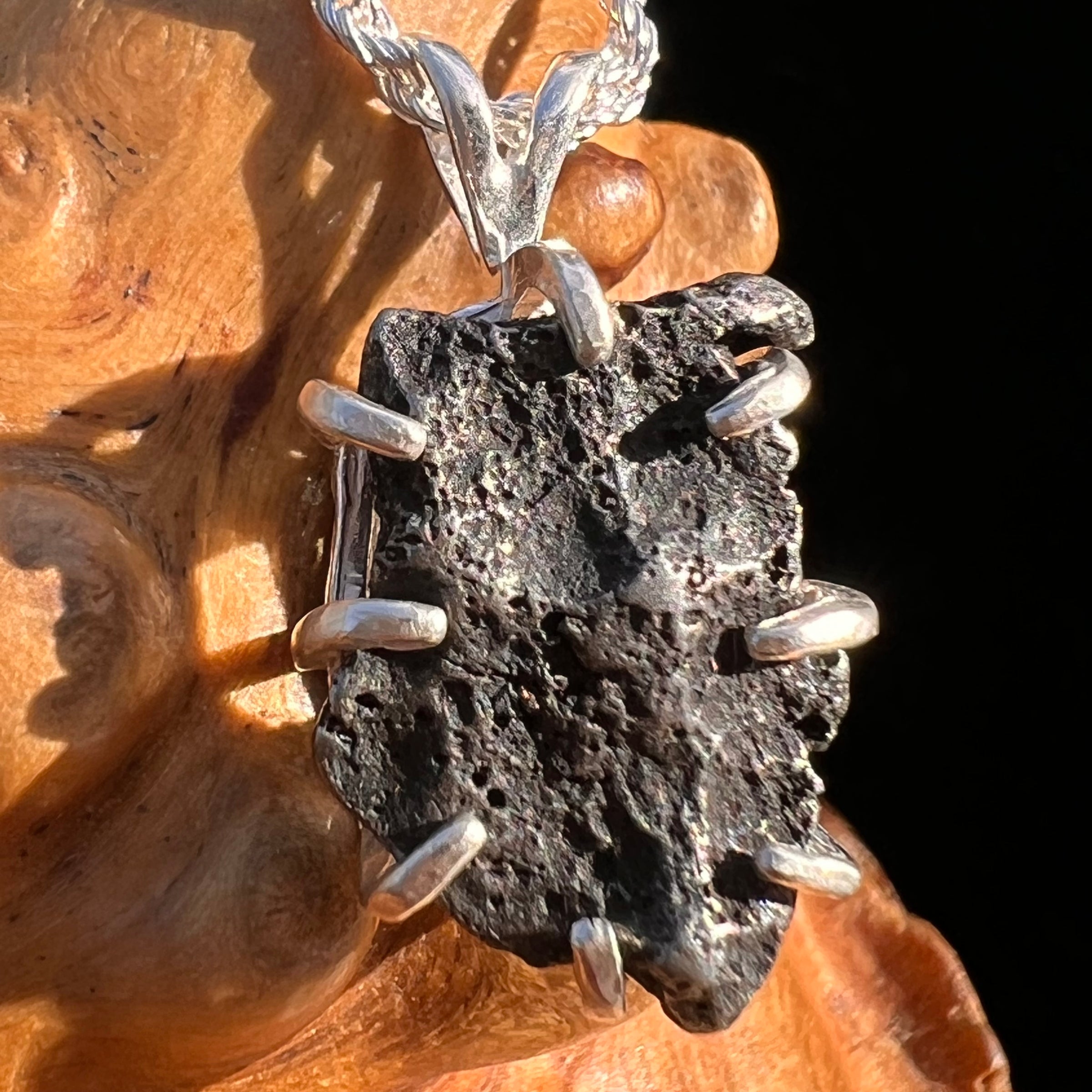 Agoudal Meteorite Pendant Sterling Silver #7431-Moldavite Life