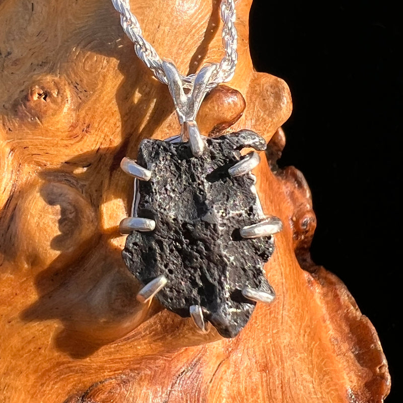 Agoudal Meteorite Pendant Sterling Silver #7431-Moldavite Life