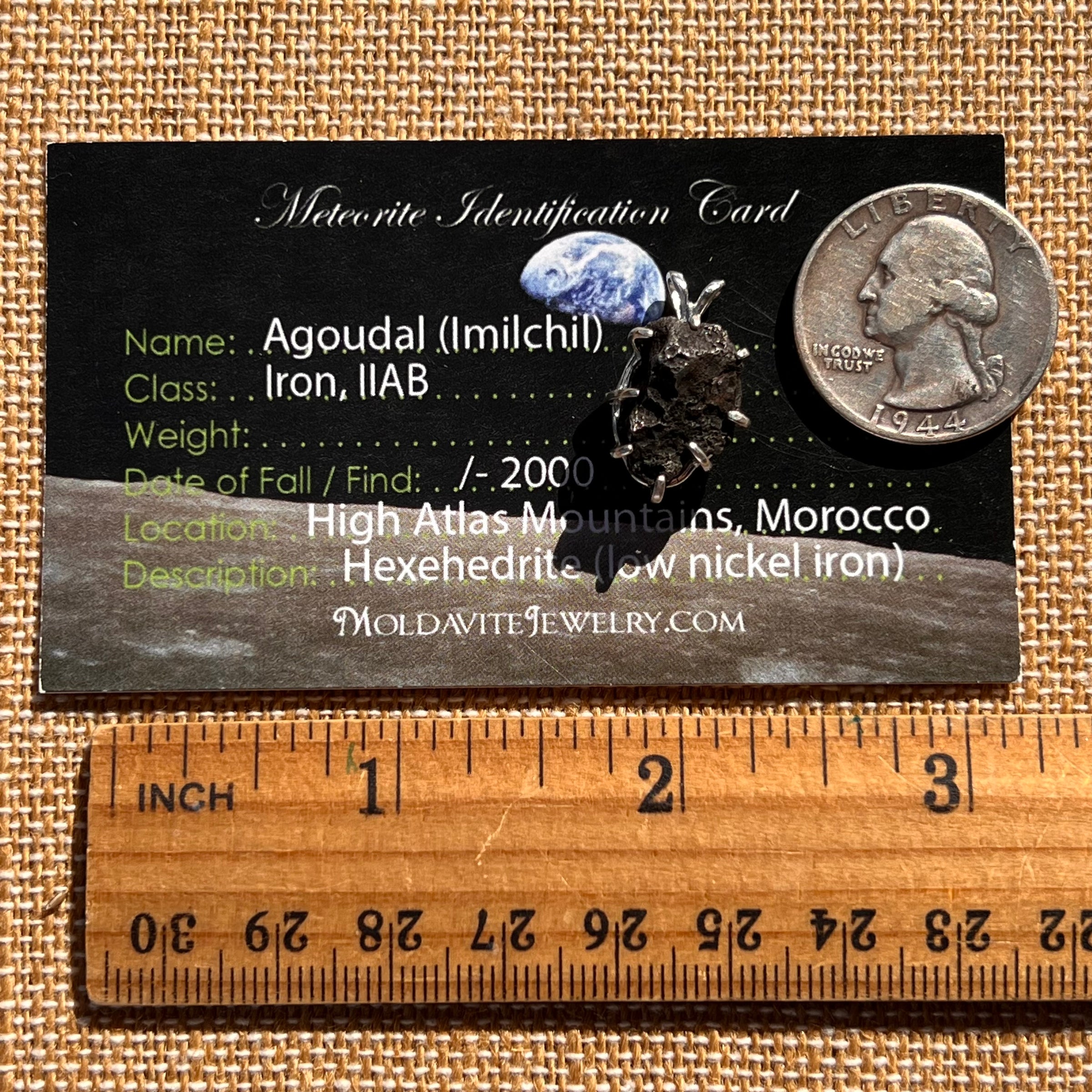 Agoudal Meteorite Pendant Sterling Silver #7433-Moldavite Life