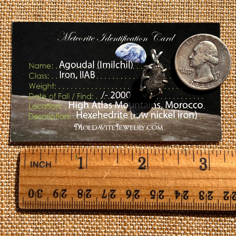 Agoudal Meteorite Pendant Sterling Silver #7434-Moldavite Life