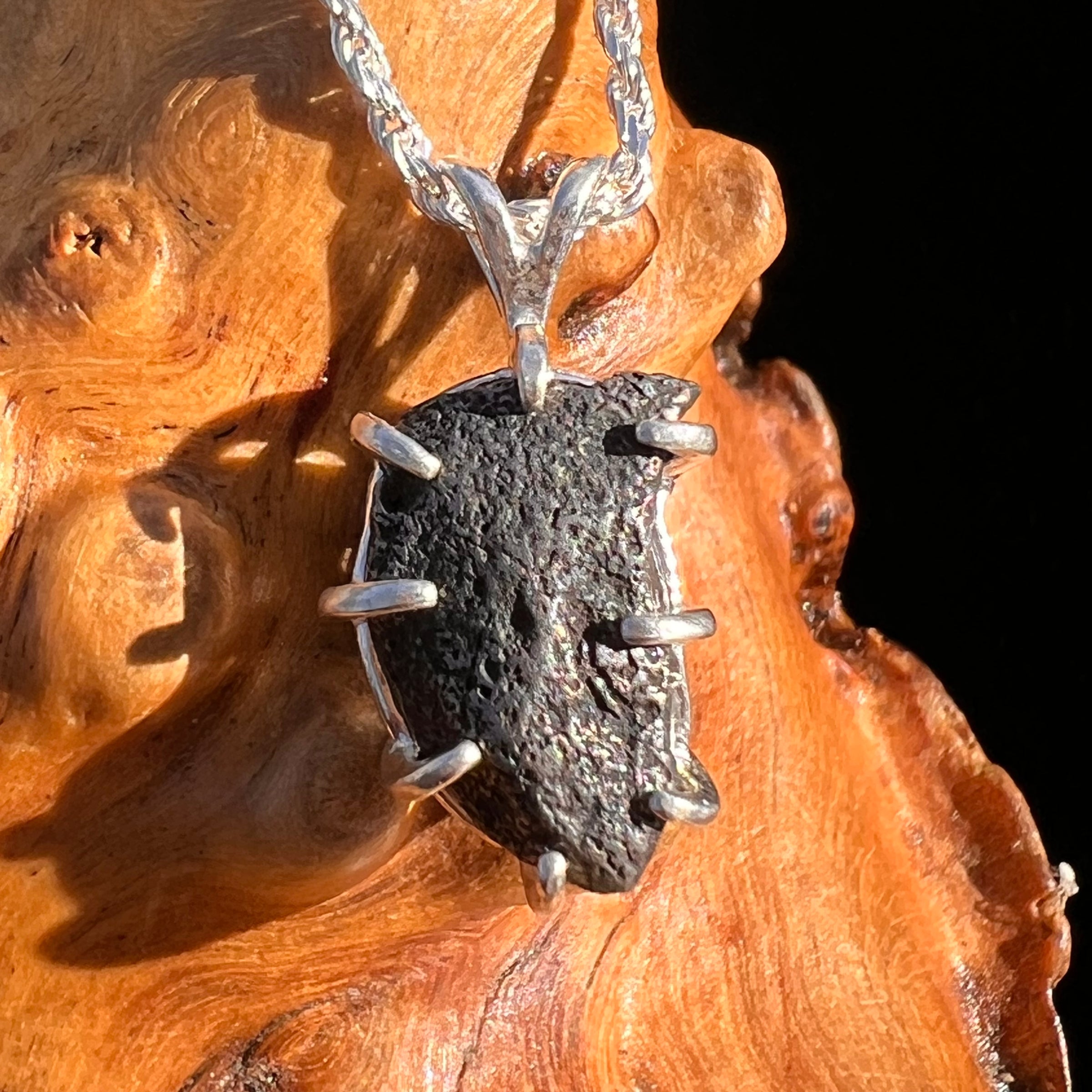 Agoudal Meteorite Pendant Sterling Silver #7435-Moldavite Life
