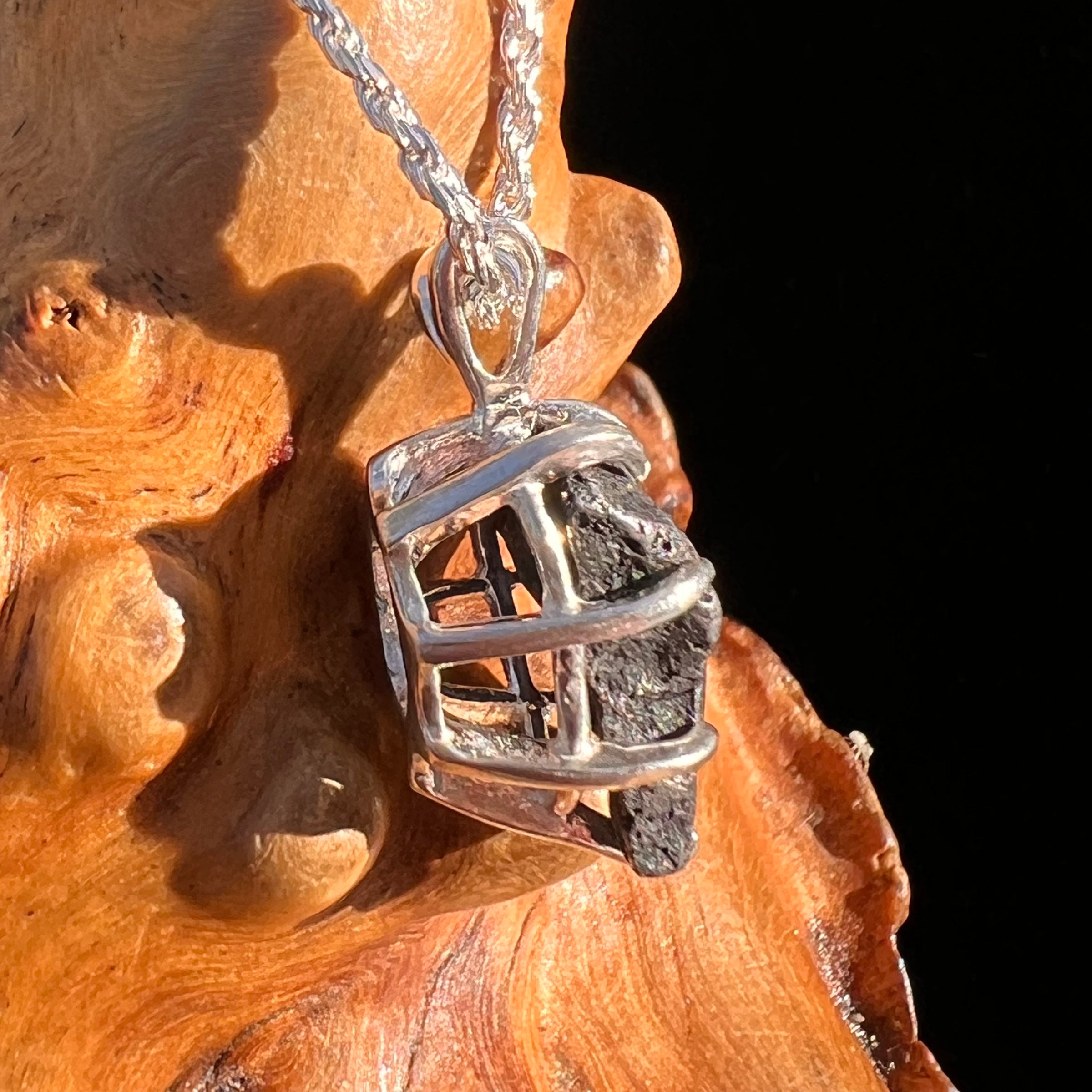 Agoudal Meteorite Pendant Sterling Silver #7436-Moldavite Life