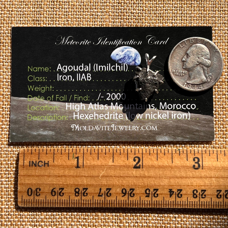 Agoudal Meteorite Pendant Sterling Silver #7436-Moldavite Life