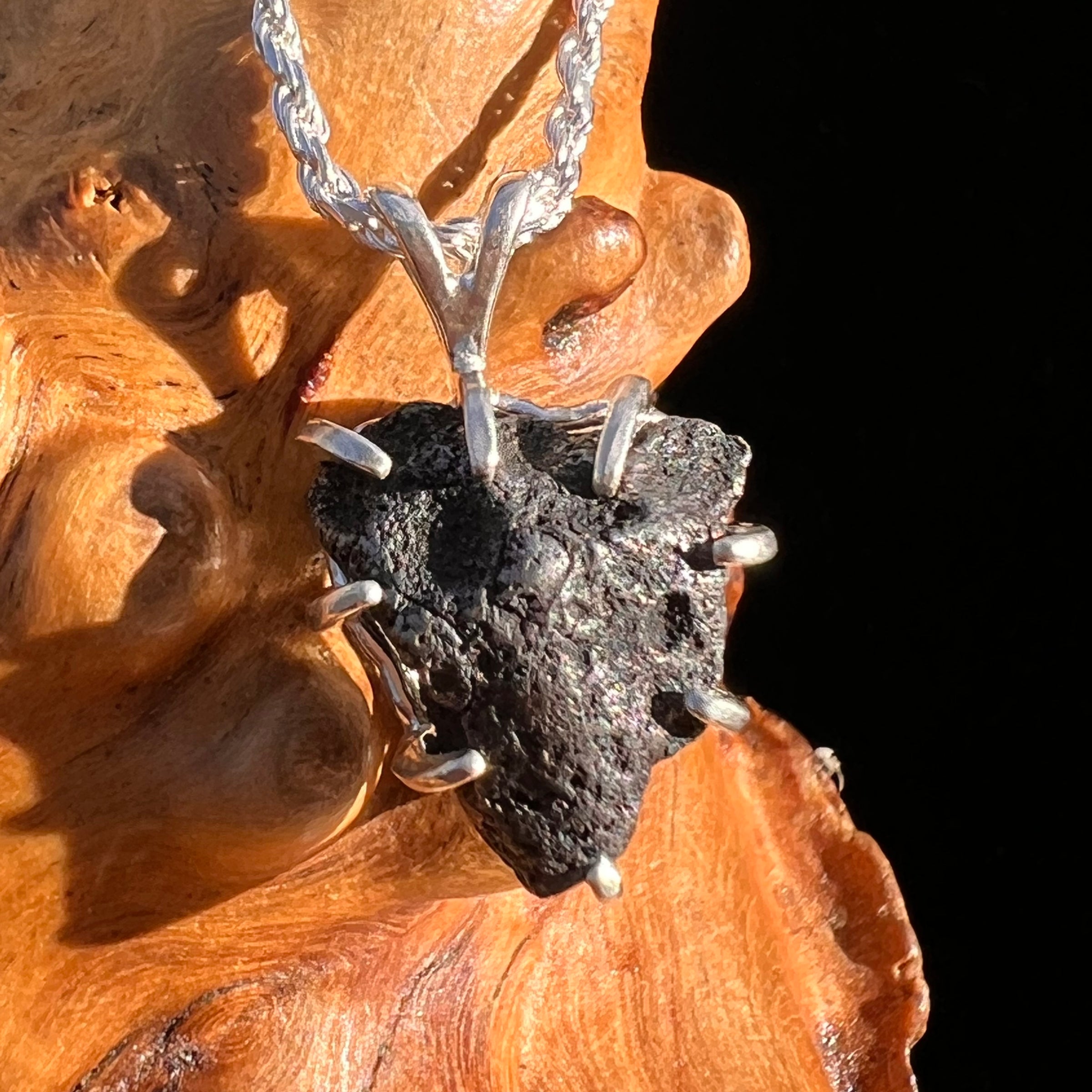 Agoudal Meteorite Pendant Sterling Silver #7436-Moldavite Life