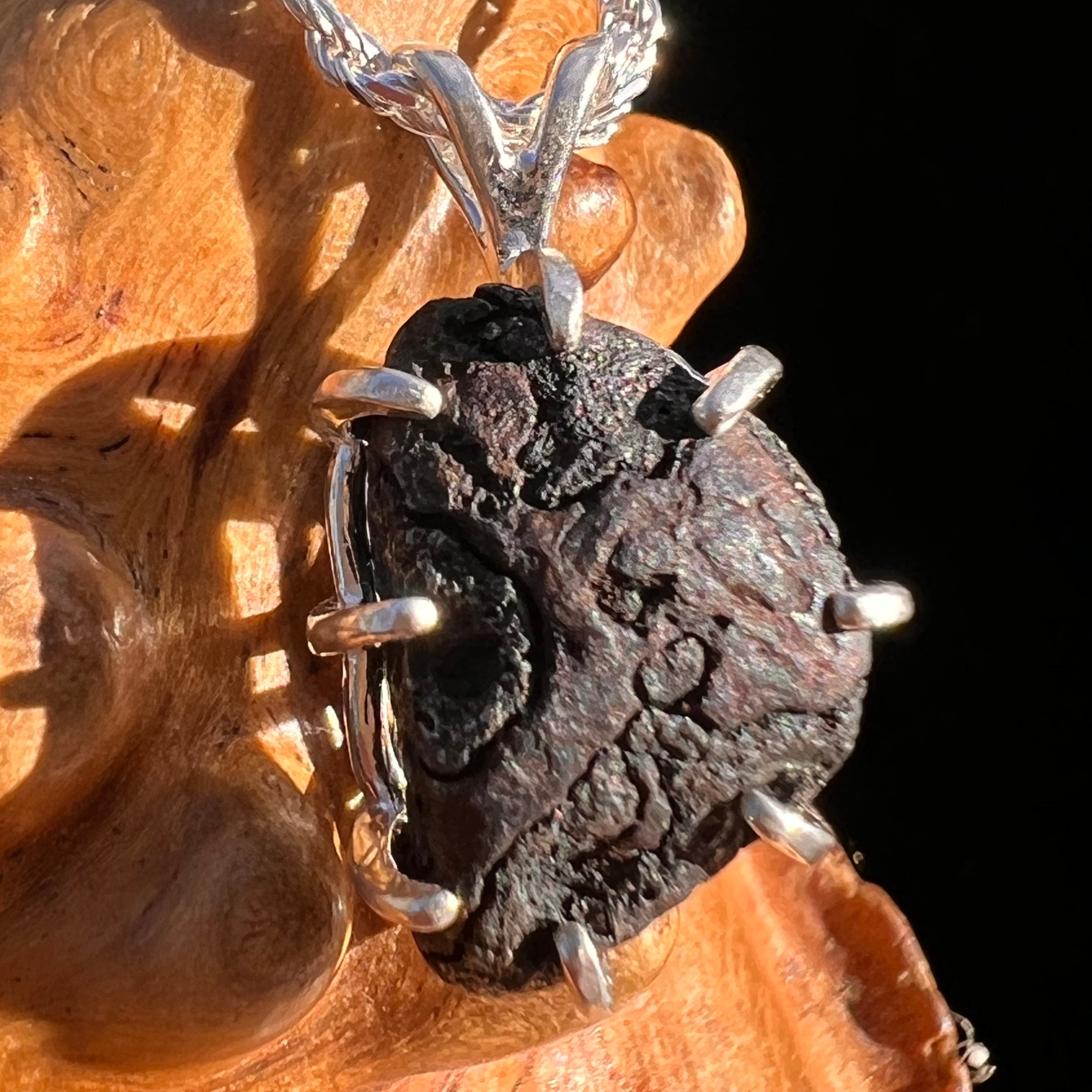 Agoudal Meteorite Pendant Sterling Silver #7437-Moldavite Life