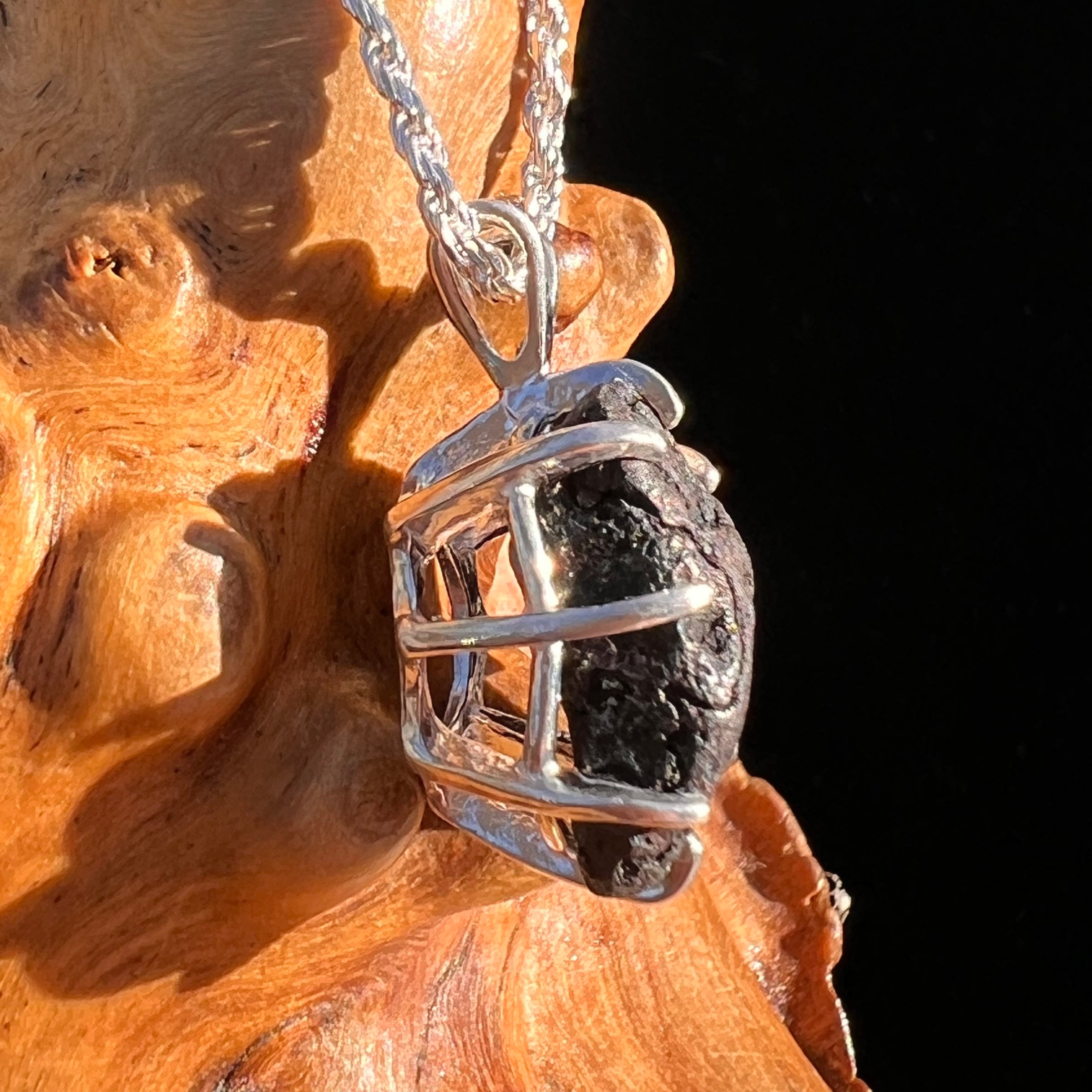 Agoudal Meteorite Pendant Sterling Silver #7437-Moldavite Life