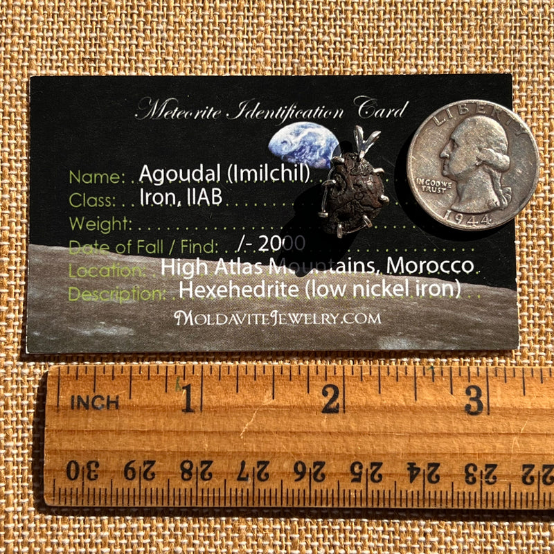 Agoudal Meteorite Pendant Sterling Silver #7437-Moldavite Life
