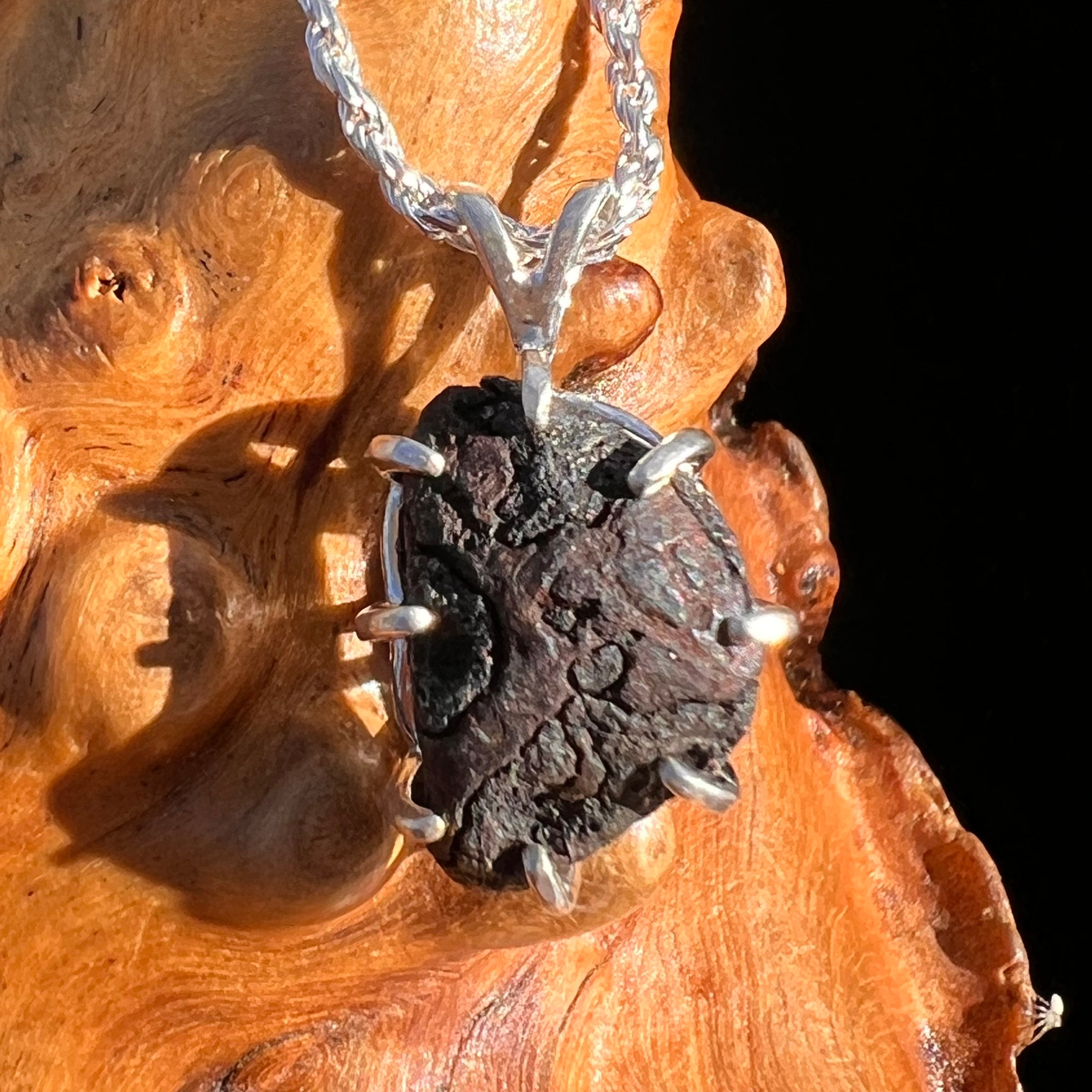 Agoudal Meteorite Pendant Sterling Silver #7437-Moldavite Life