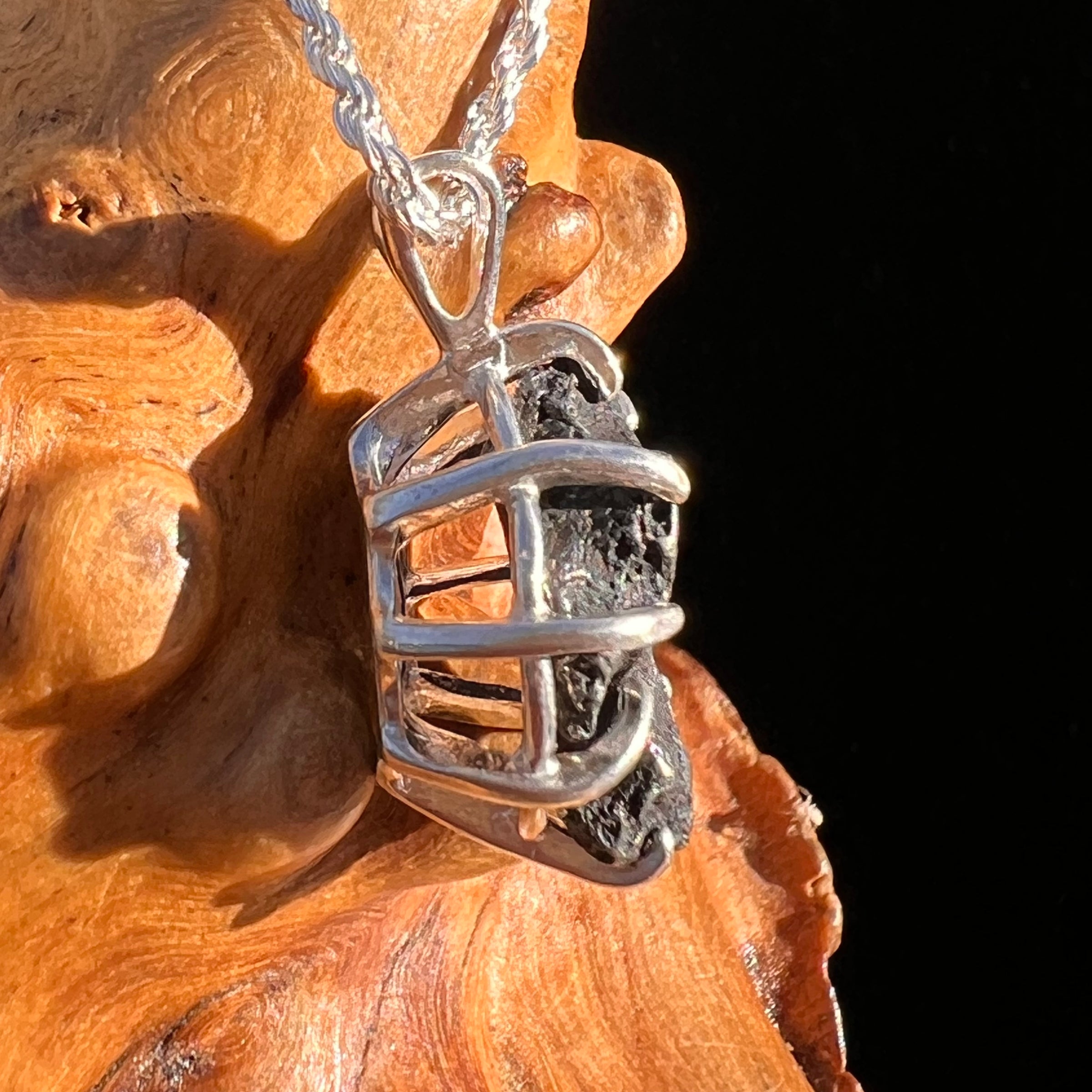 Agoudal Meteorite Pendant Sterling Silver #7438-Moldavite Life