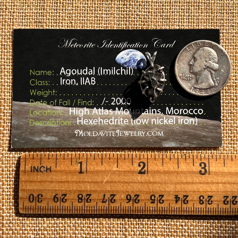 Agoudal Meteorite Pendant Sterling Silver #7438-Moldavite Life