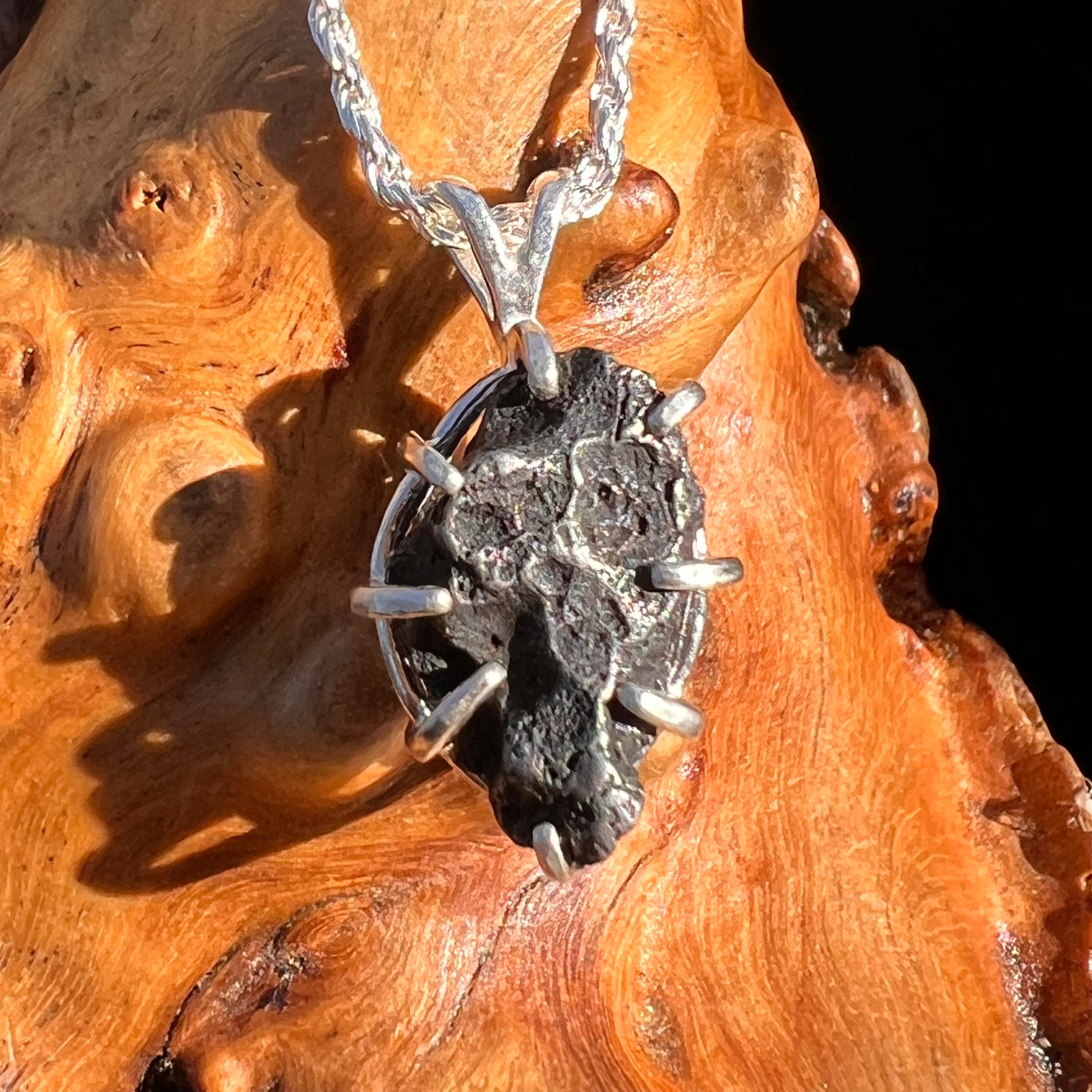 Agoudal Meteorite Pendant Sterling Silver #7438-Moldavite Life