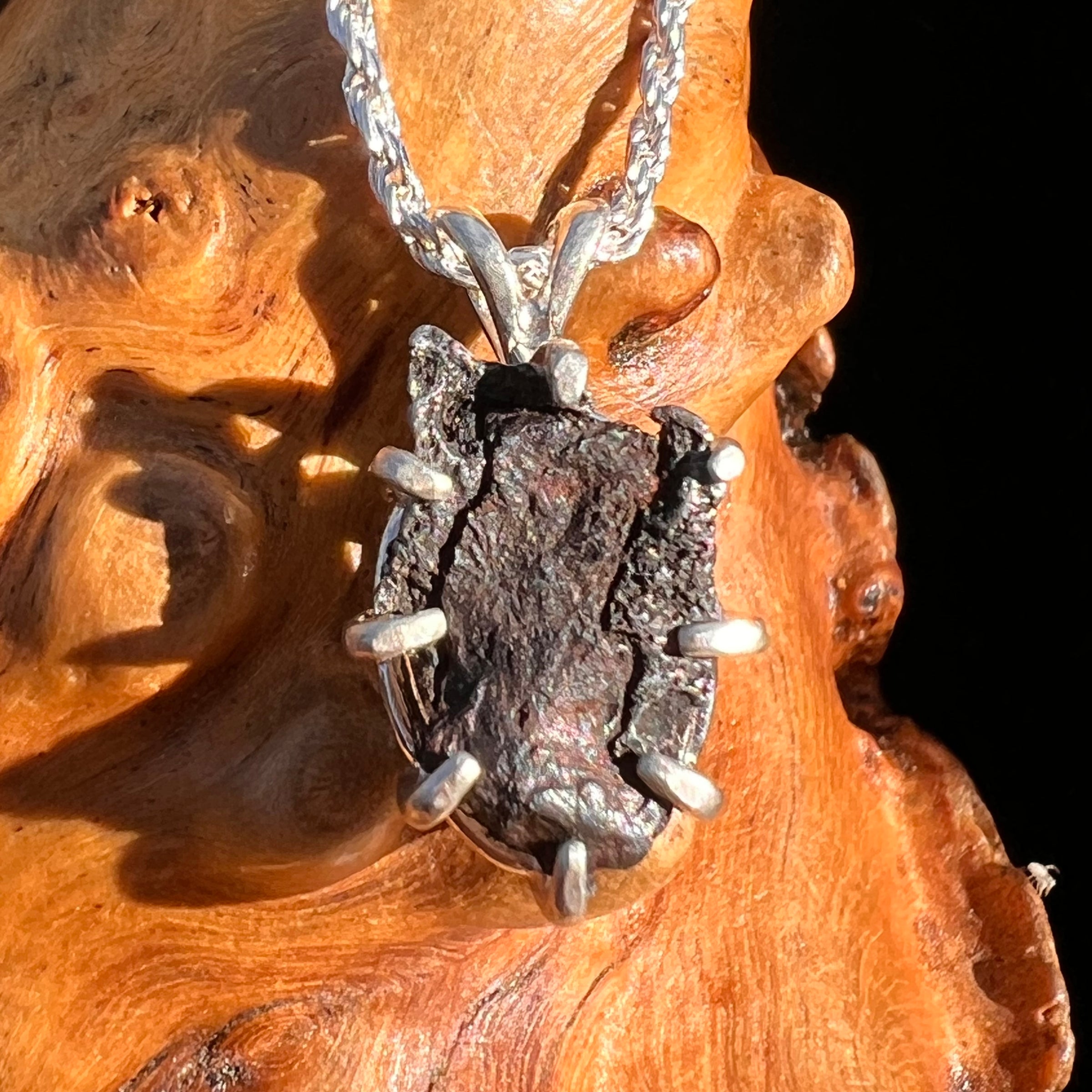 Agoudal Meteorite Pendant Sterling Silver #7439-Moldavite Life