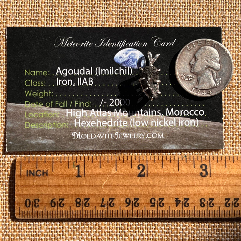 Agoudal Meteorite Pendant Sterling Silver #7440-Moldavite Life