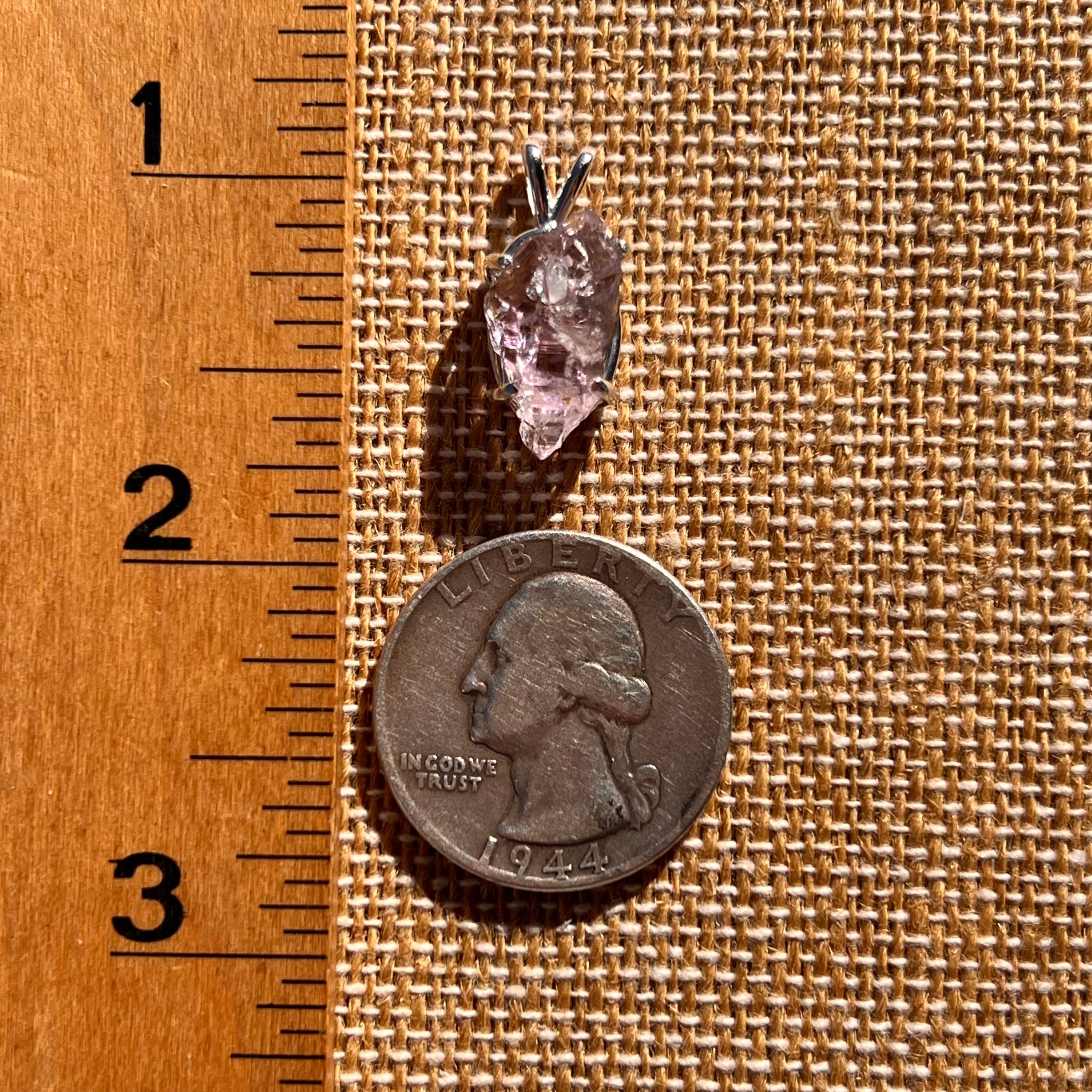 Amethyst Crystal Pendant Sterling Double Terminated #7605-Moldavite Life