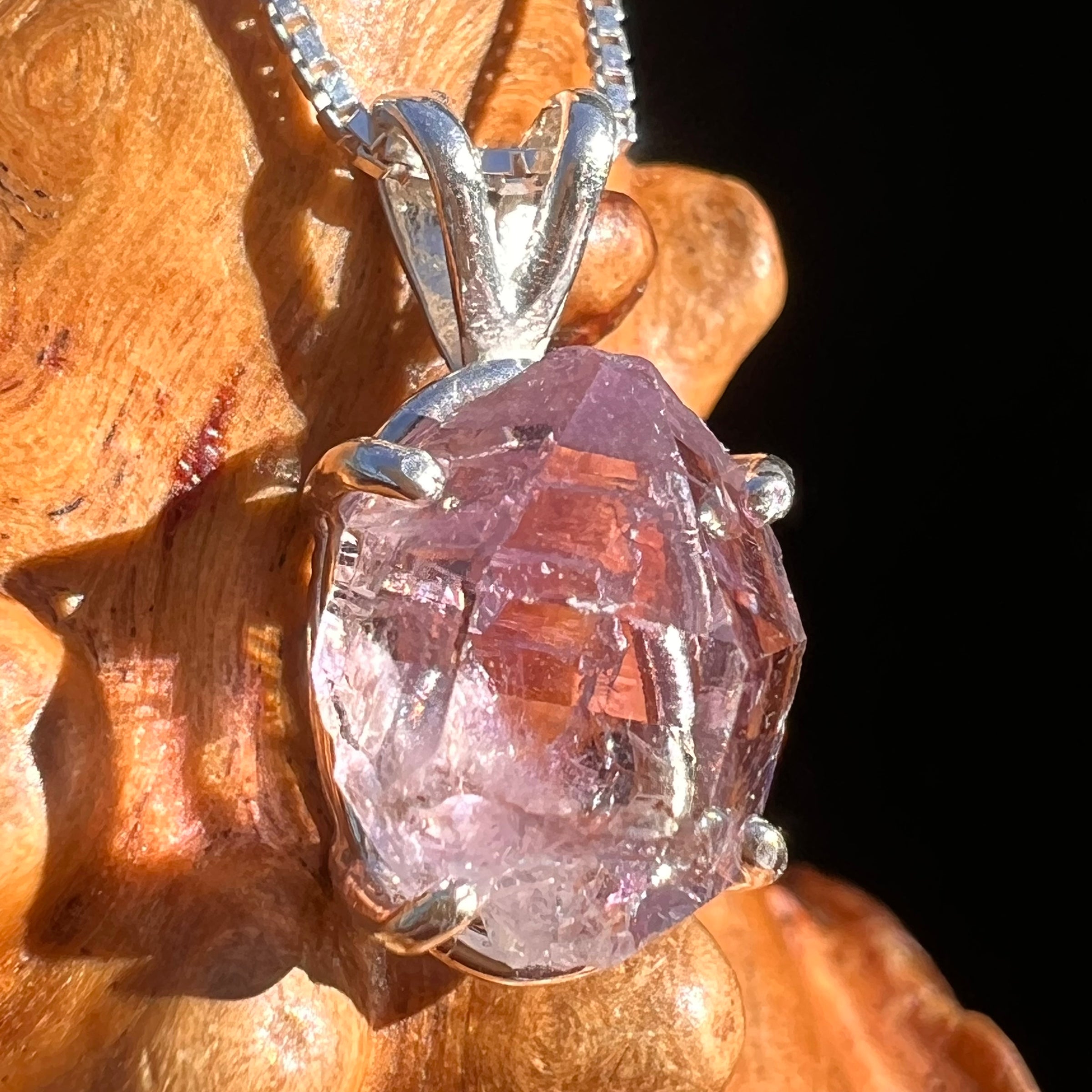 Amethyst Crystal Pendant Sterling Double Terminated #7607-Moldavite Life