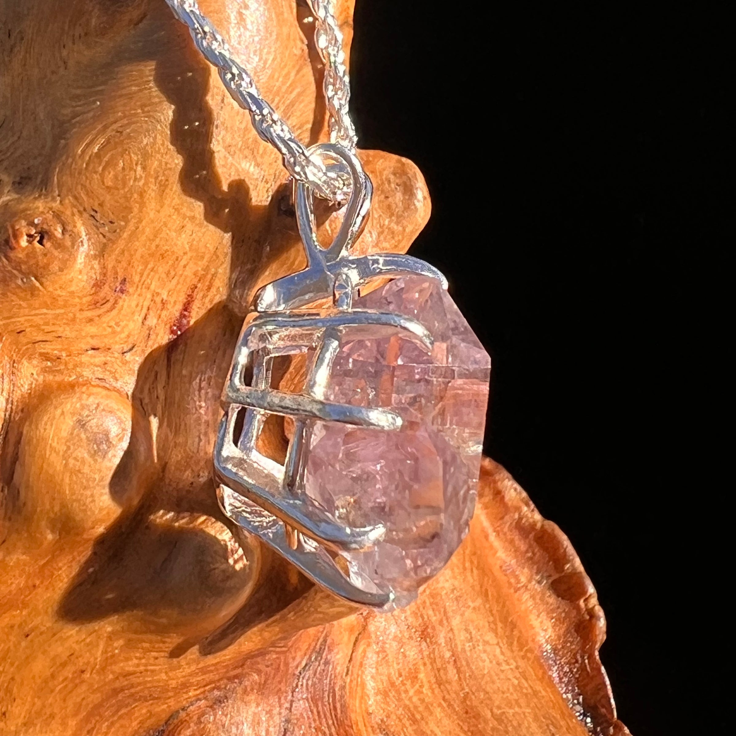 Amethyst Crystal Pendant Sterling Silver #7602-Moldavite Life