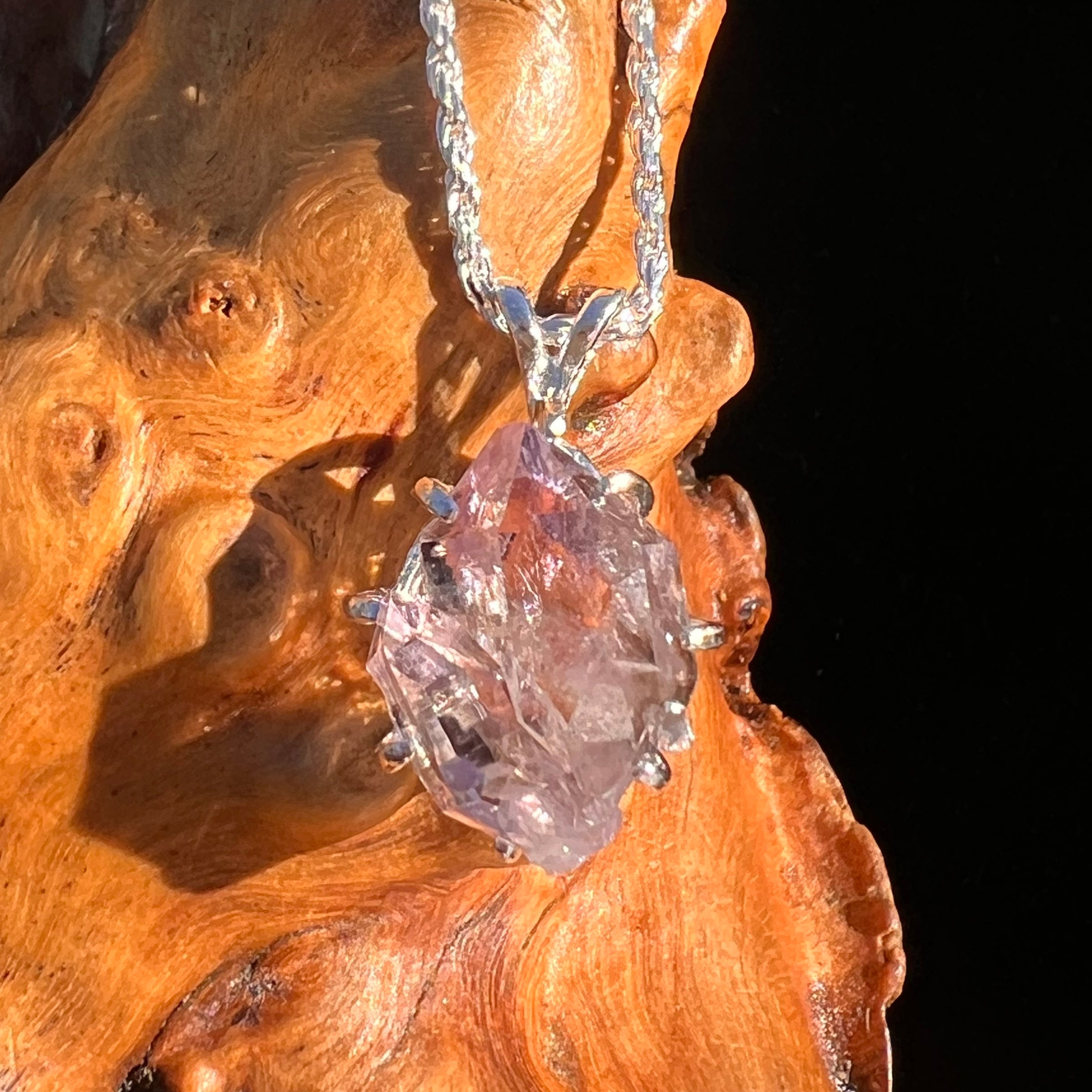 Amethyst Crystal Pendant Sterling Silver #7602-Moldavite Life