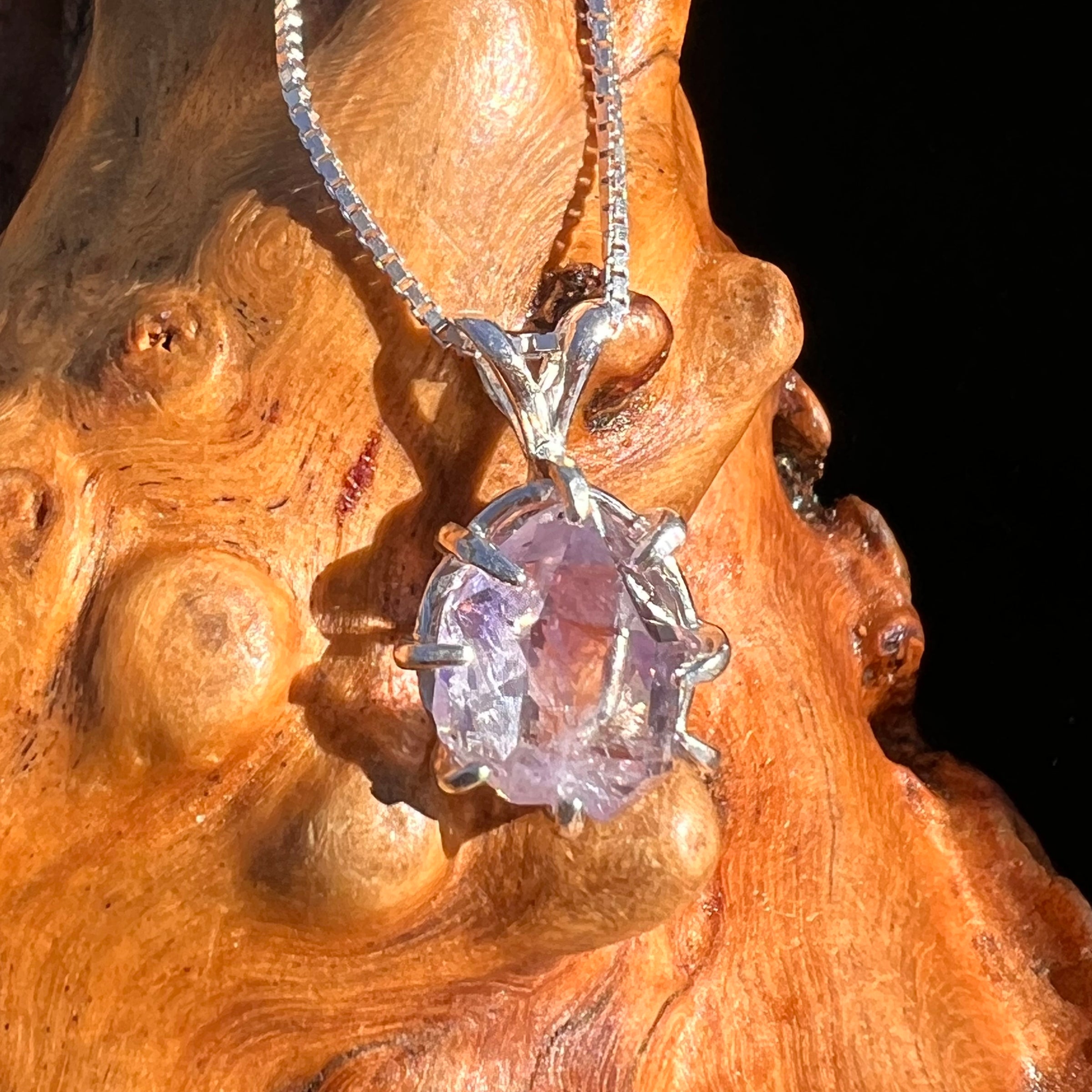 Amethyst Crystal Pendant Sterling Silver #7609-Moldavite Life