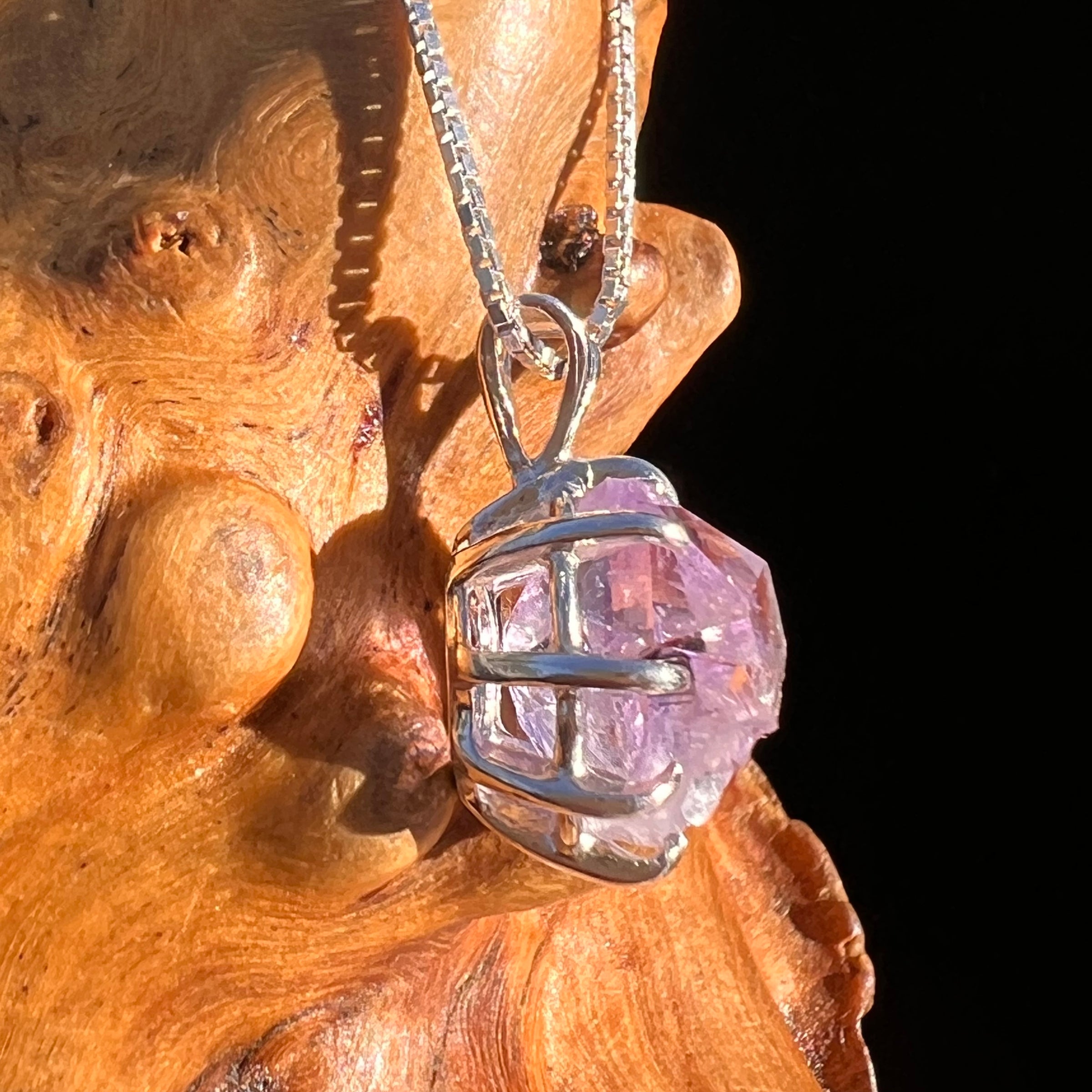 Amethyst Crystal Pendant Sterling Silver #7611-Moldavite Life