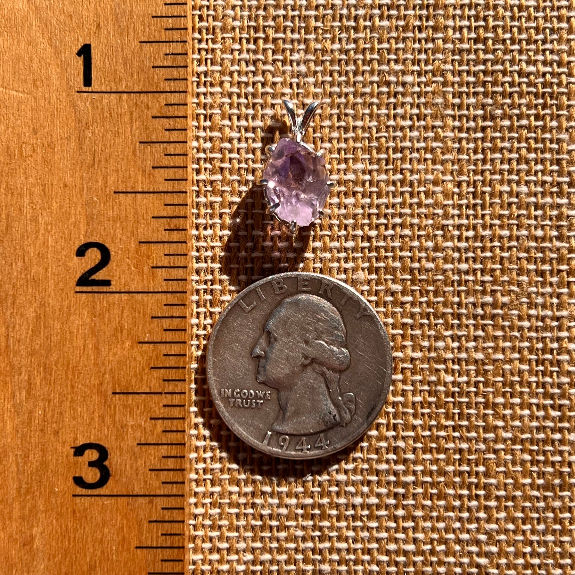 Amethyst Crystal Pendant Sterling Silver #7611-Moldavite Life