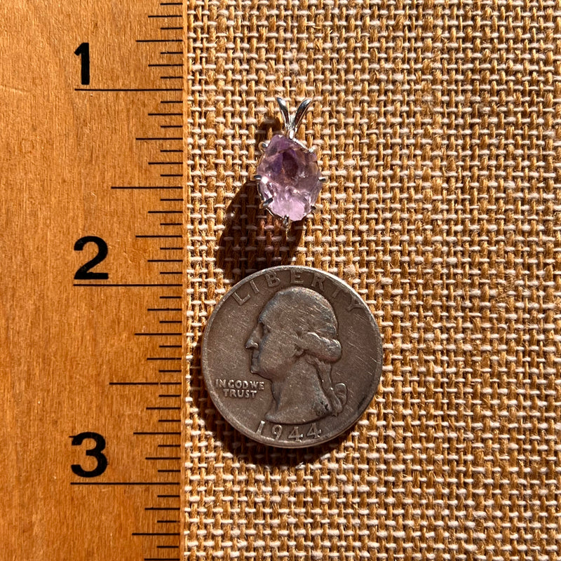 Amethyst Crystal Pendant Sterling Silver #7611-Moldavite Life