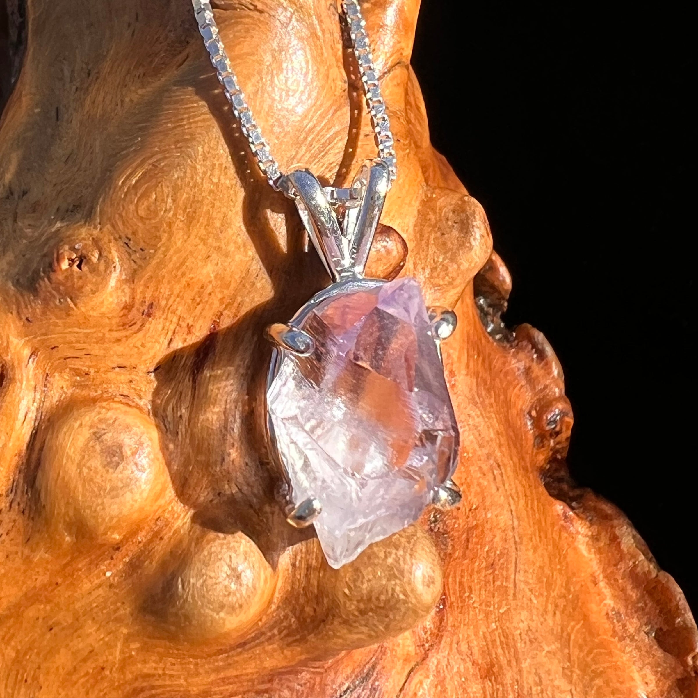 Amethyst Crystal Pendant Sterling Silver #7613-Moldavite Life