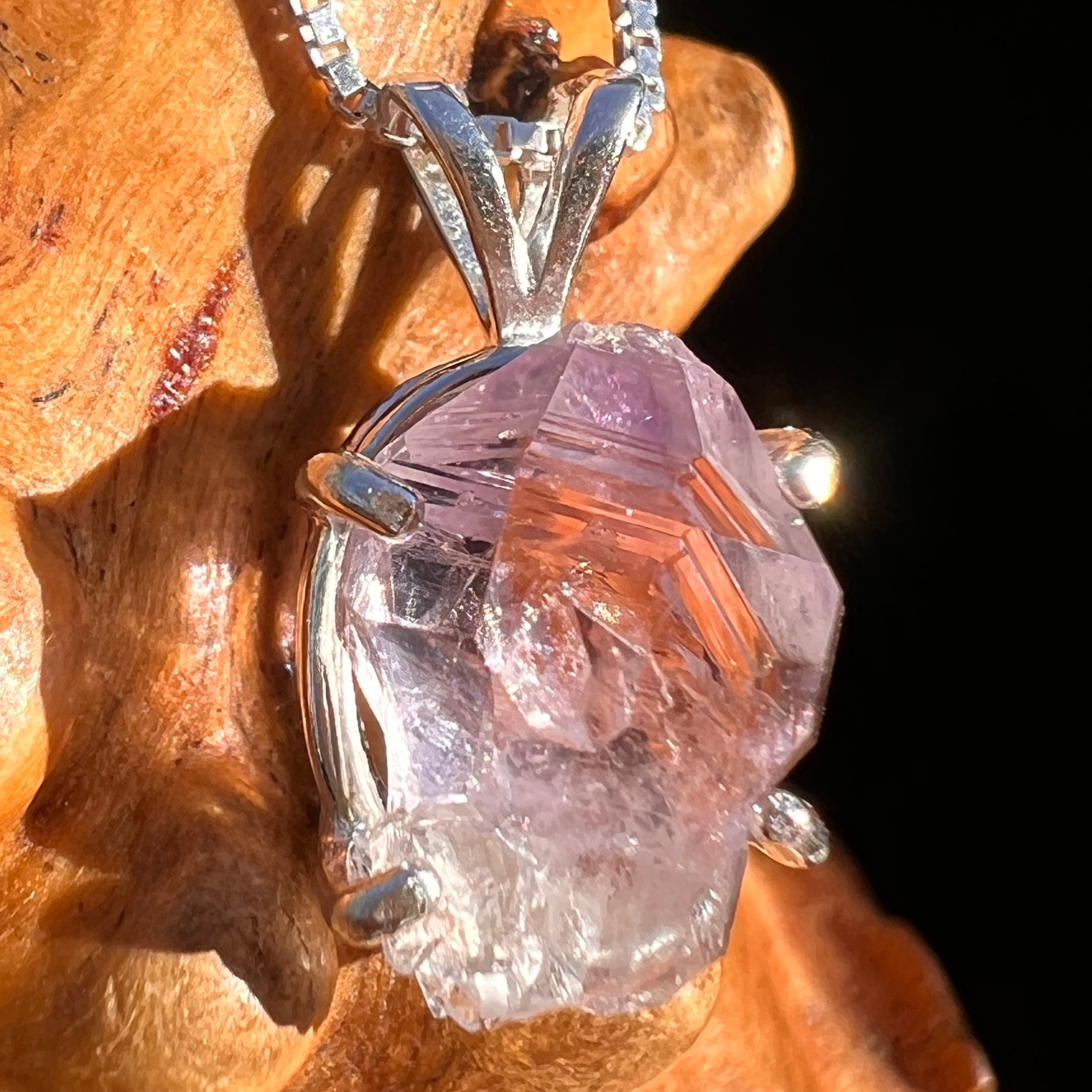 Amethyst Crystal Pendant Sterling Silver #7614-Moldavite Life