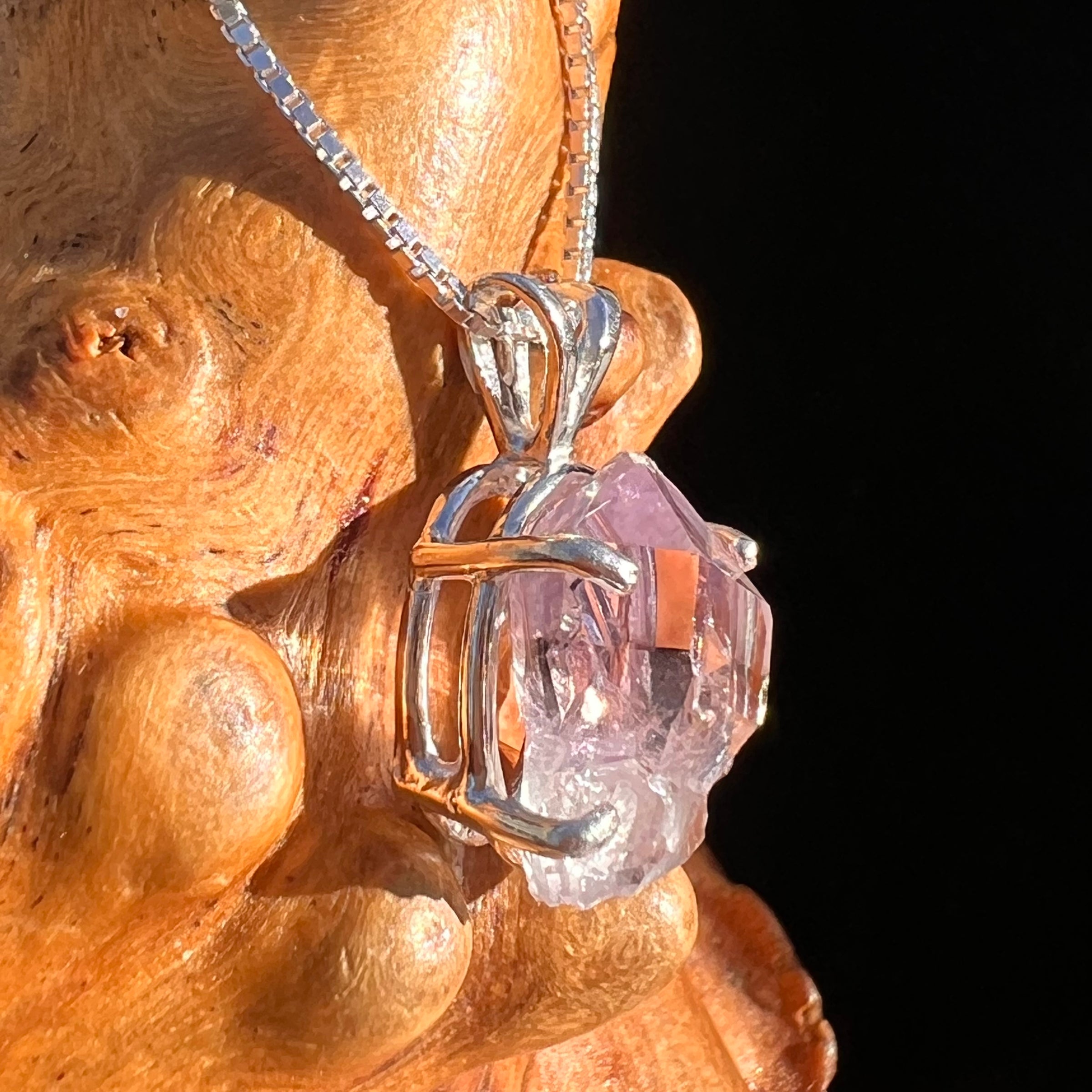 Amethyst Crystal Pendant Sterling Silver #7614-Moldavite Life