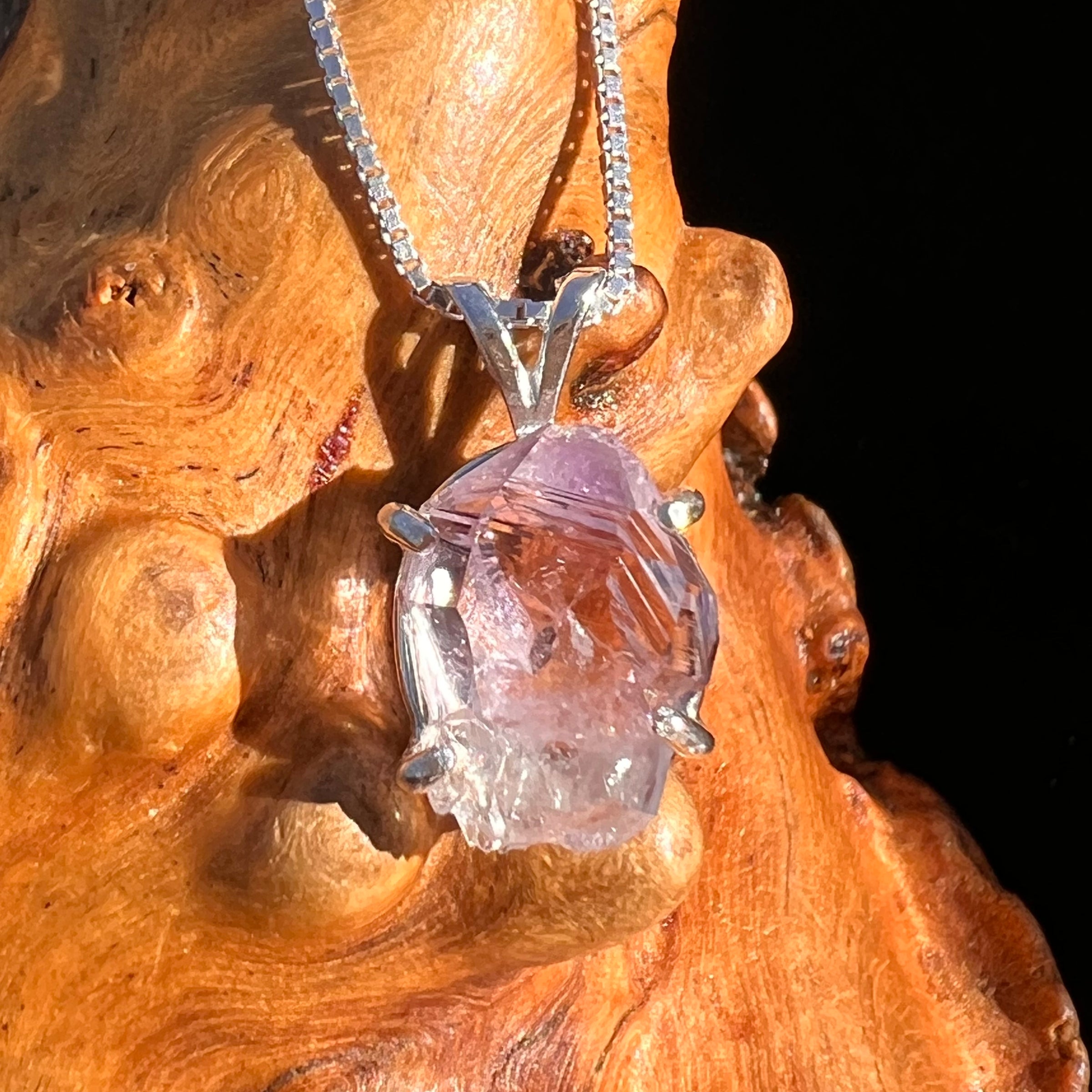 Amethyst Crystal Pendant Sterling Silver #7614-Moldavite Life